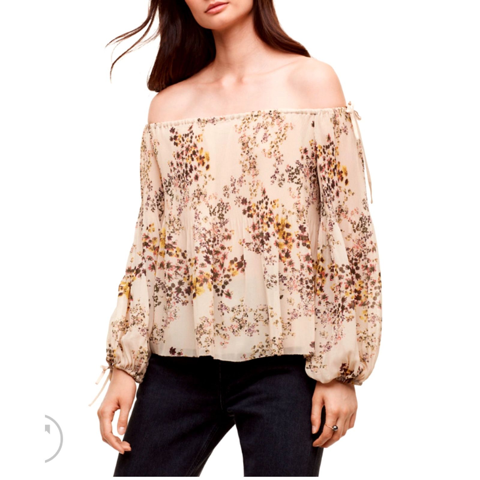 Aritzia Aritzia Wilfred Talence Cream Multi Floral Off Shoulder Top Size XS / US 0-2 / IT 36-38 - 4 Thumbnail
