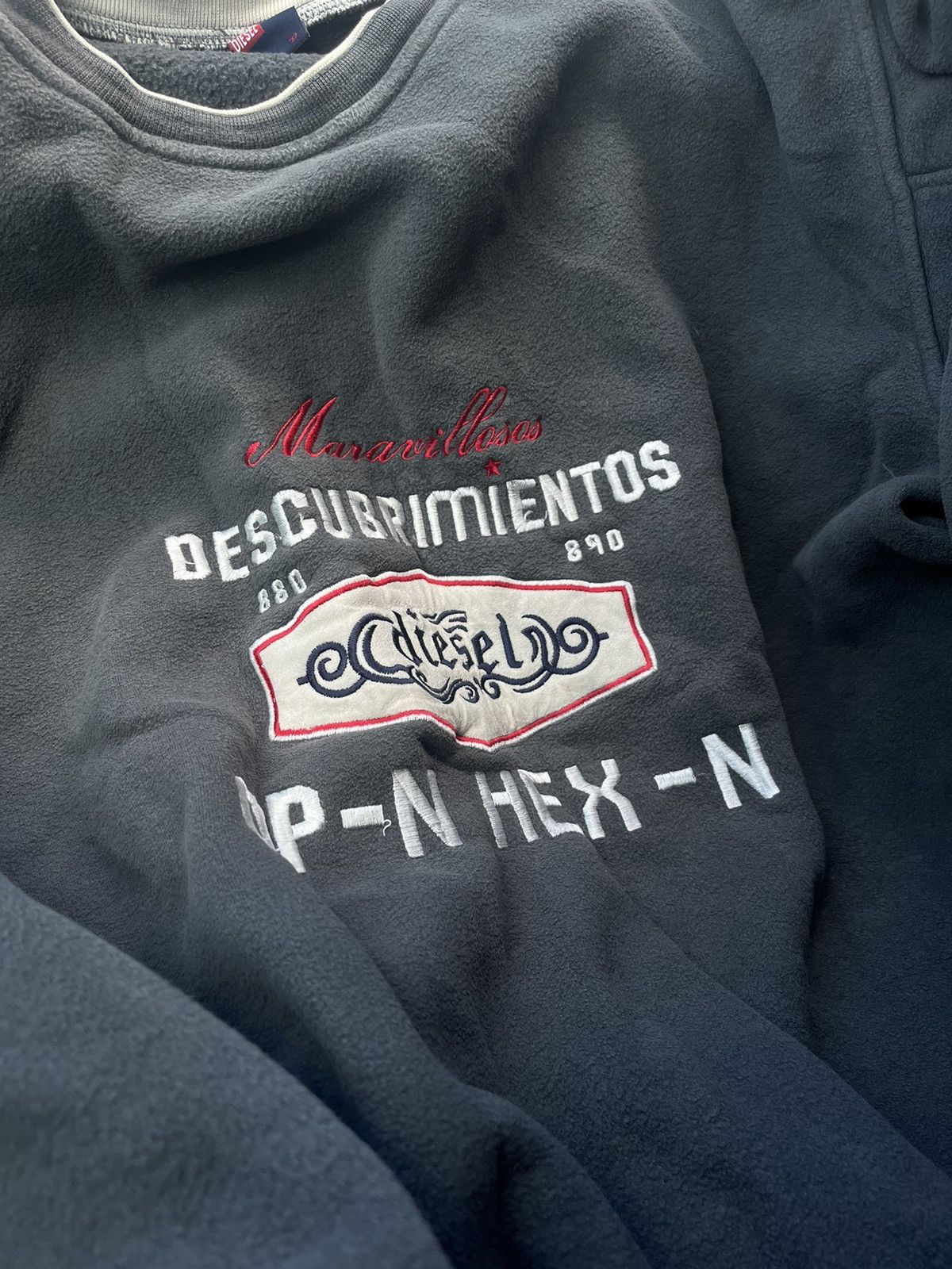Diesel Diesel Vintage 90s Box Logo Gray Sweatshirt Fleece Velour Size US XL / EU 56 / 4 - 2 Thumbnail
