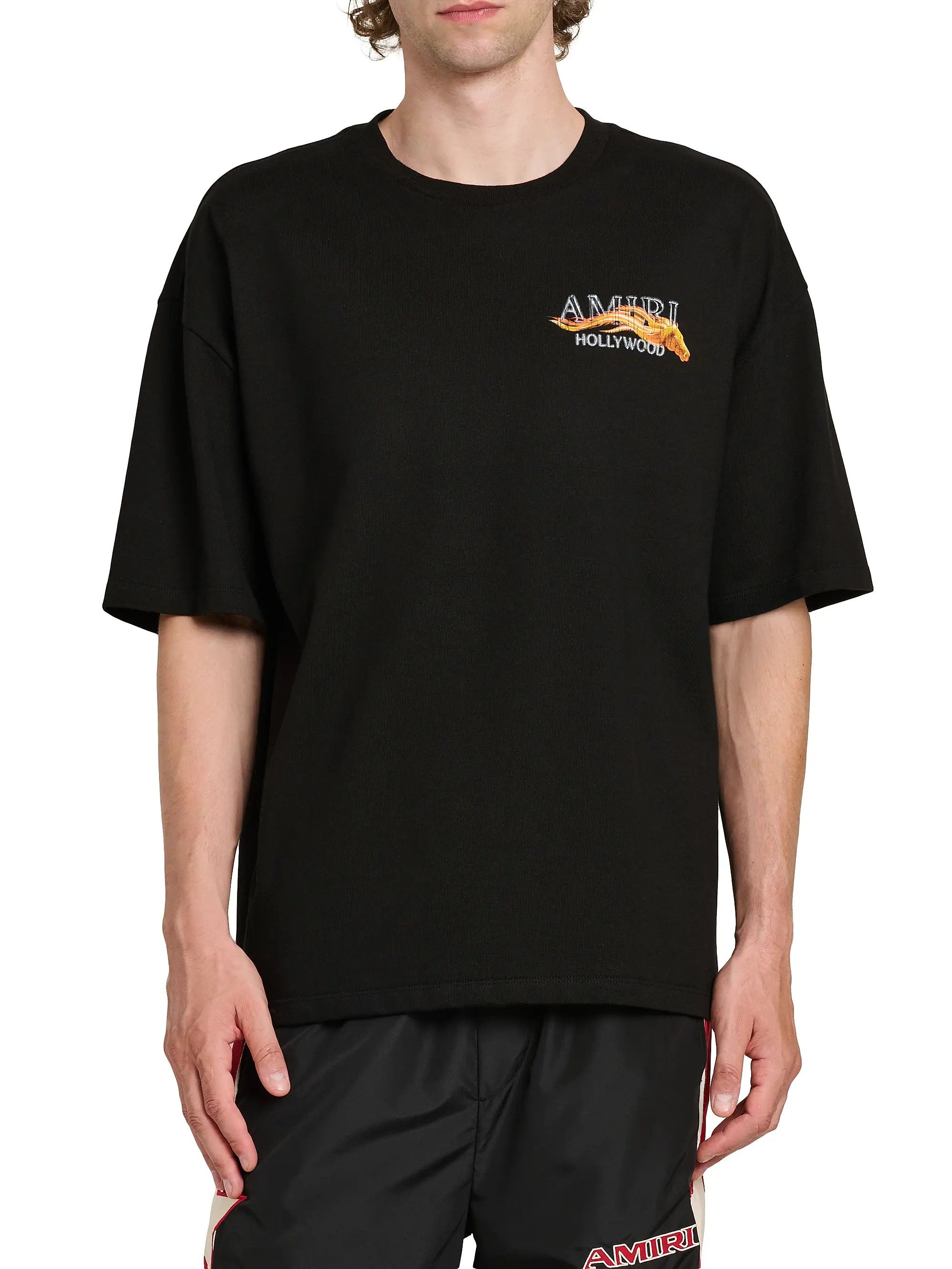 Amiri os11x0526 Hollywood Horse Cotton Crewneck T-Shirt in Black Size US XL / EU 56 / 4 - 3 Thumbnail