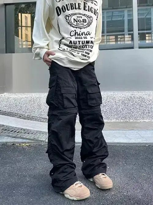 hiphop skate utility flared cargo pants