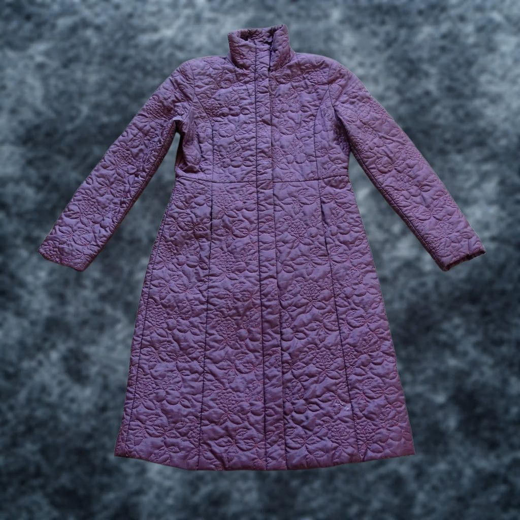 Zara Zara Coat Womens M Purple Quilted Longline Puffer Zip Insulated Nylon Lined Floral Winter Size M / US 6-8 / IT 42-44 - 1 Thumbnail