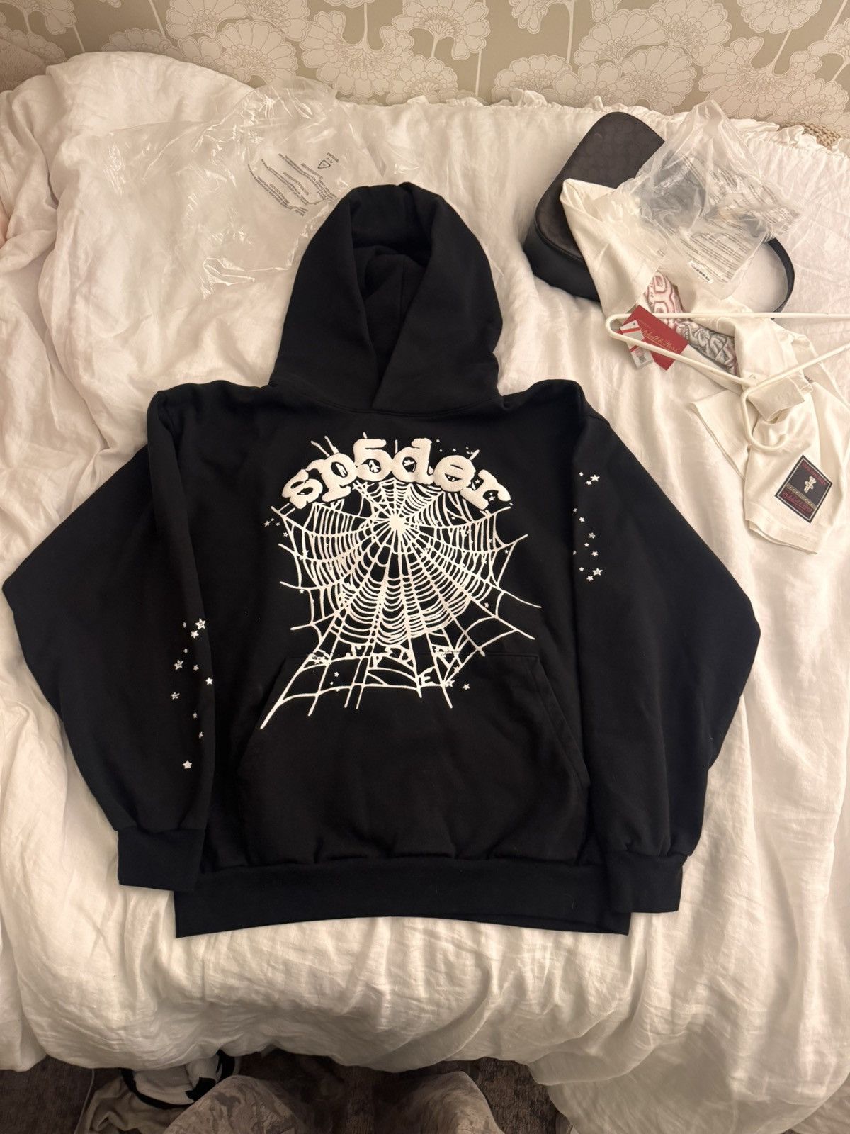 spider OG WEB HOODIE ブラックパーカー Spider Sp5der Black and White OG Hoodie | Grailed