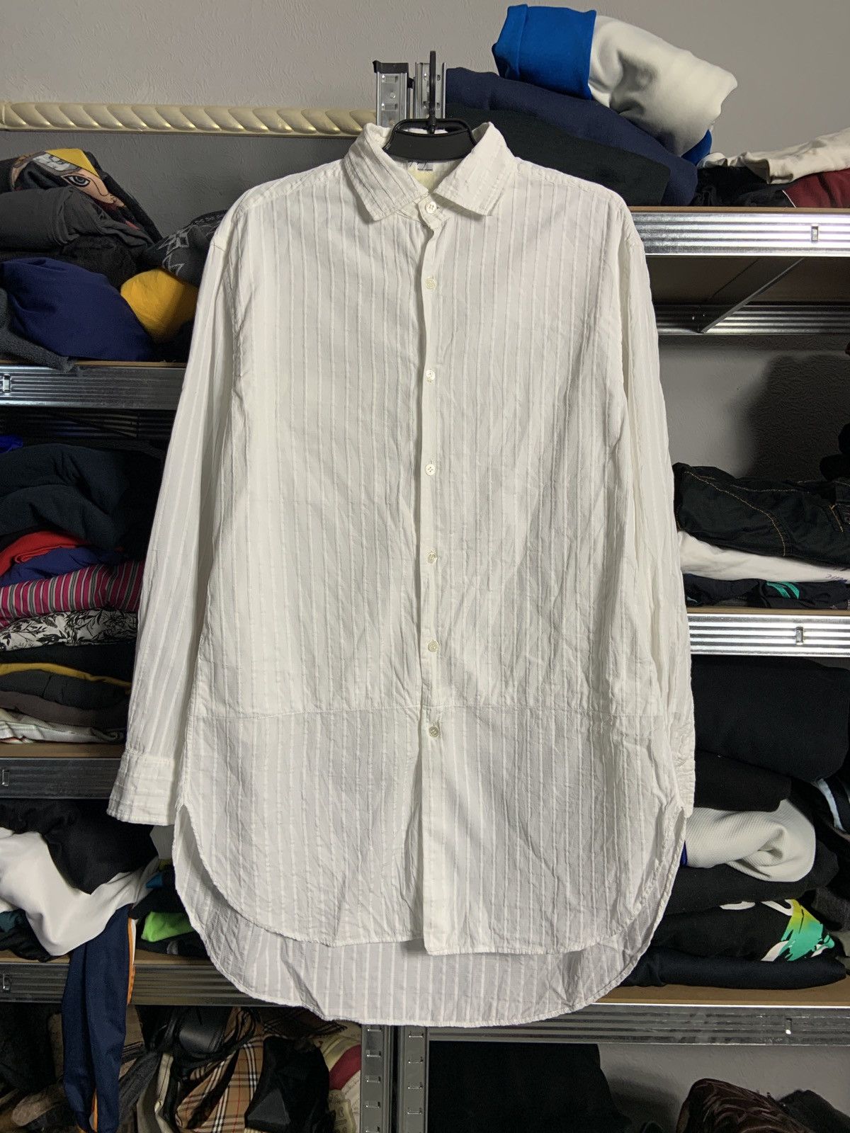 Pre-owned Vintage X Yohji Yamamoto 90's Stripped White Shirt Button Up Size ~m