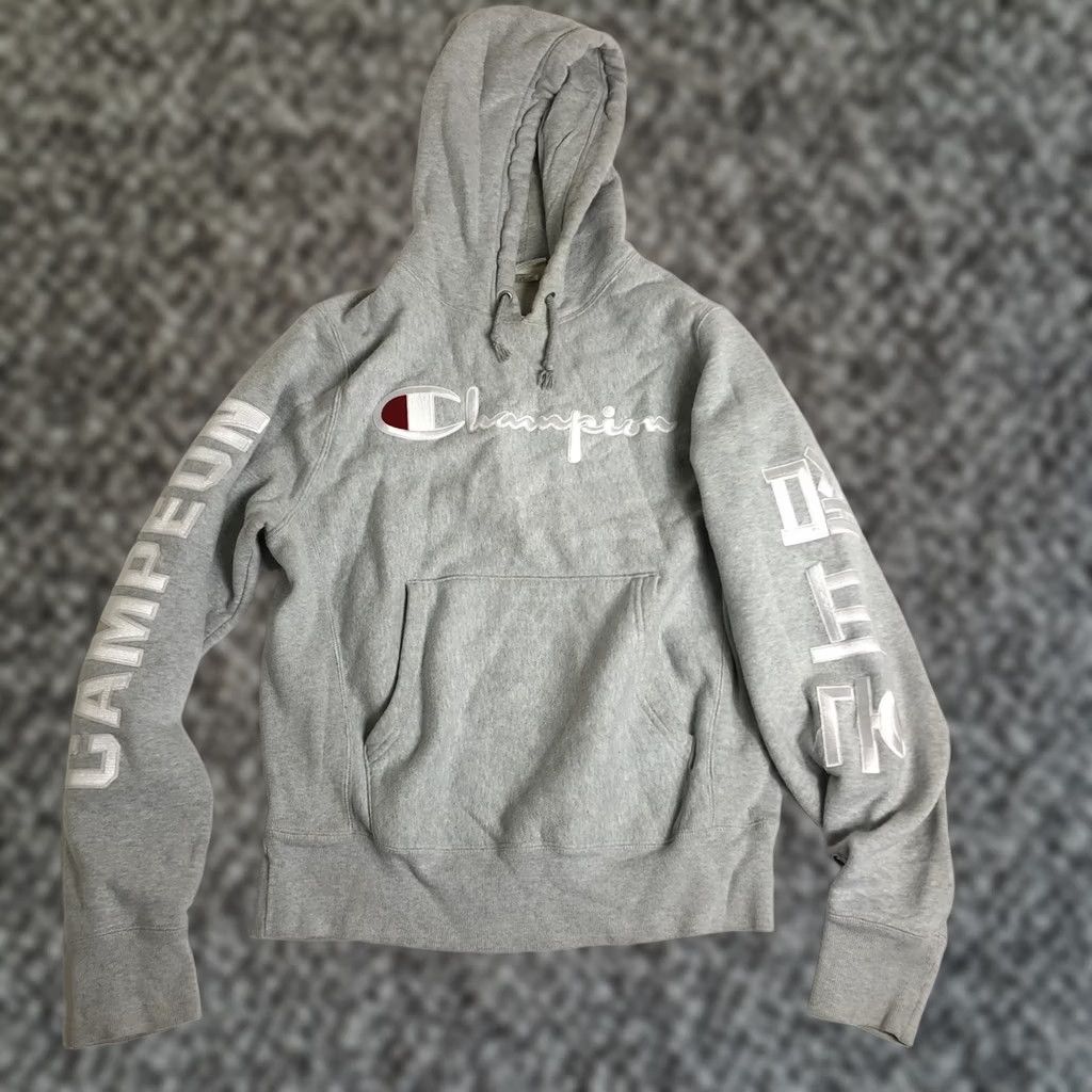 Champion Champion Mens Reverse Weave Heather Gray Embroidered Spellout Hoodie S Size Grey Fleece Size US S / EU 44-46 / 1 - 1 Thumbnail