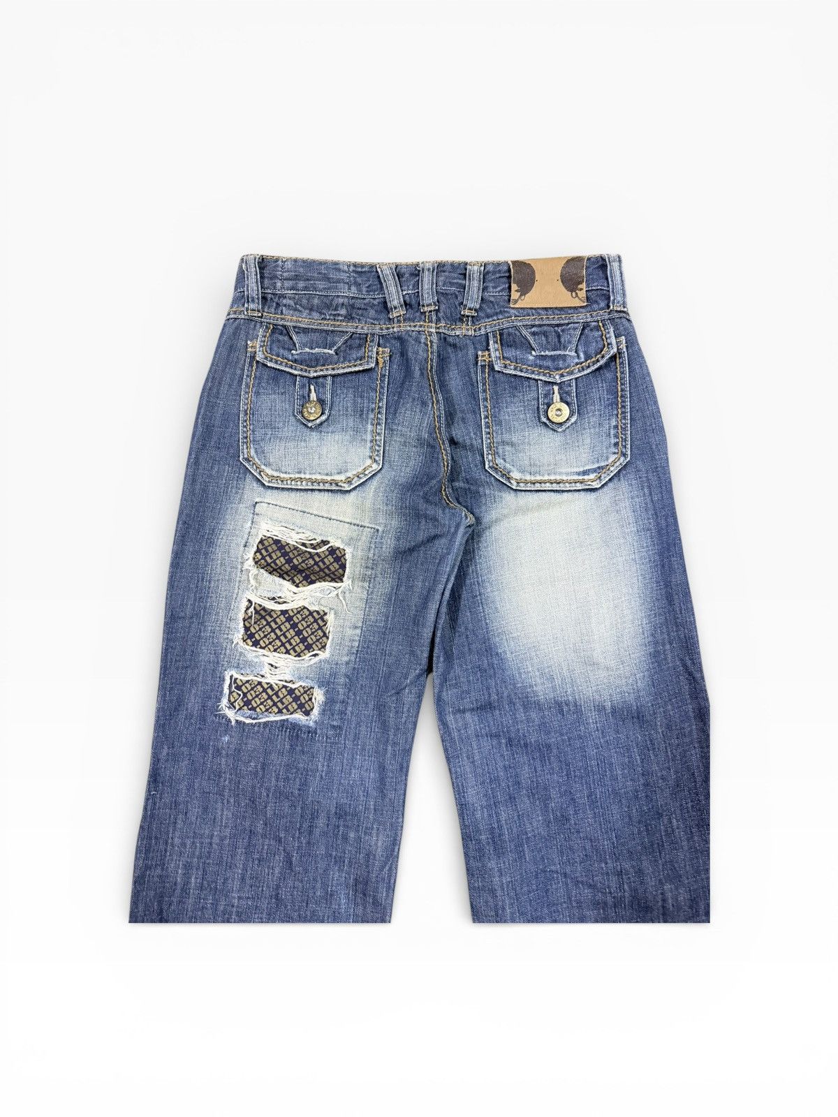 Le Grande Bleu (L.G.B.) LB-03 Flare Patchwork Drawsting Denim Pants Size US 31 - 11 Thumbnail