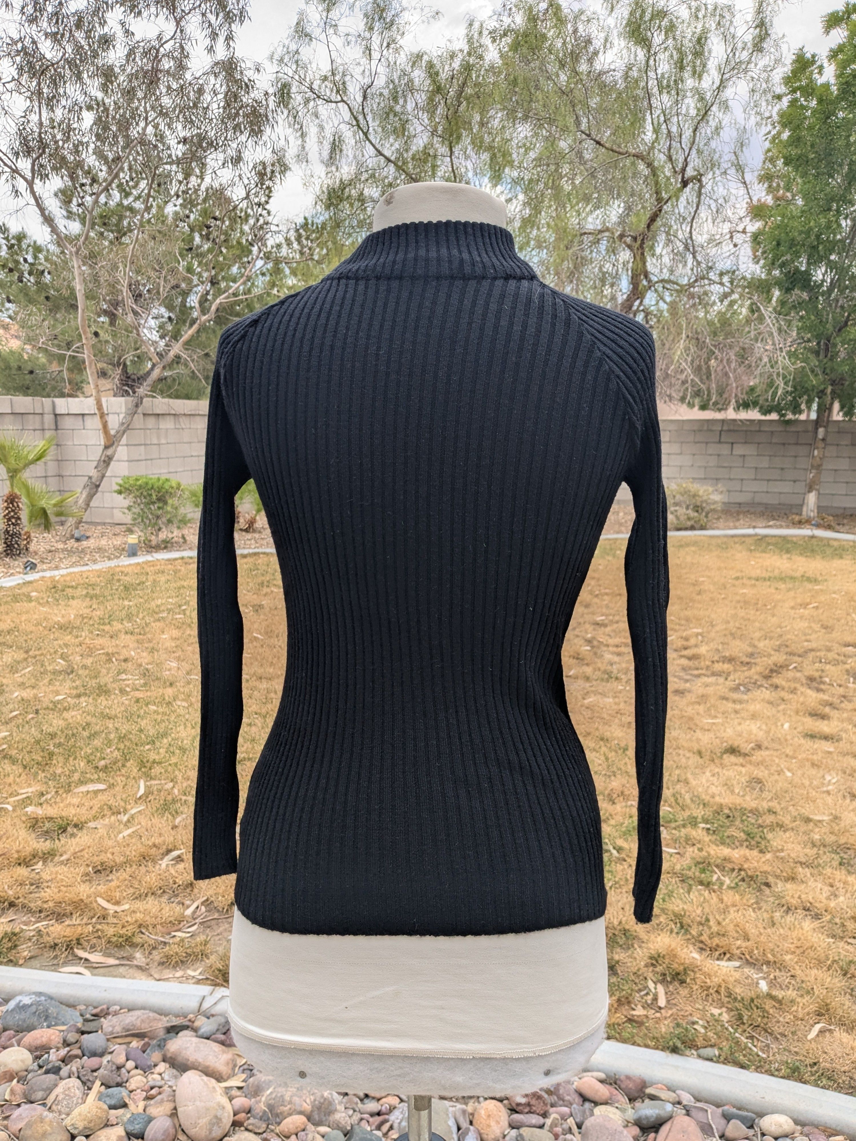 Japanese Brand VTG Petite Ladies Kosugi Ribbed Knit Turtleneck Fitted Top Size L / US 10 / IT 46 - 4 Thumbnail
