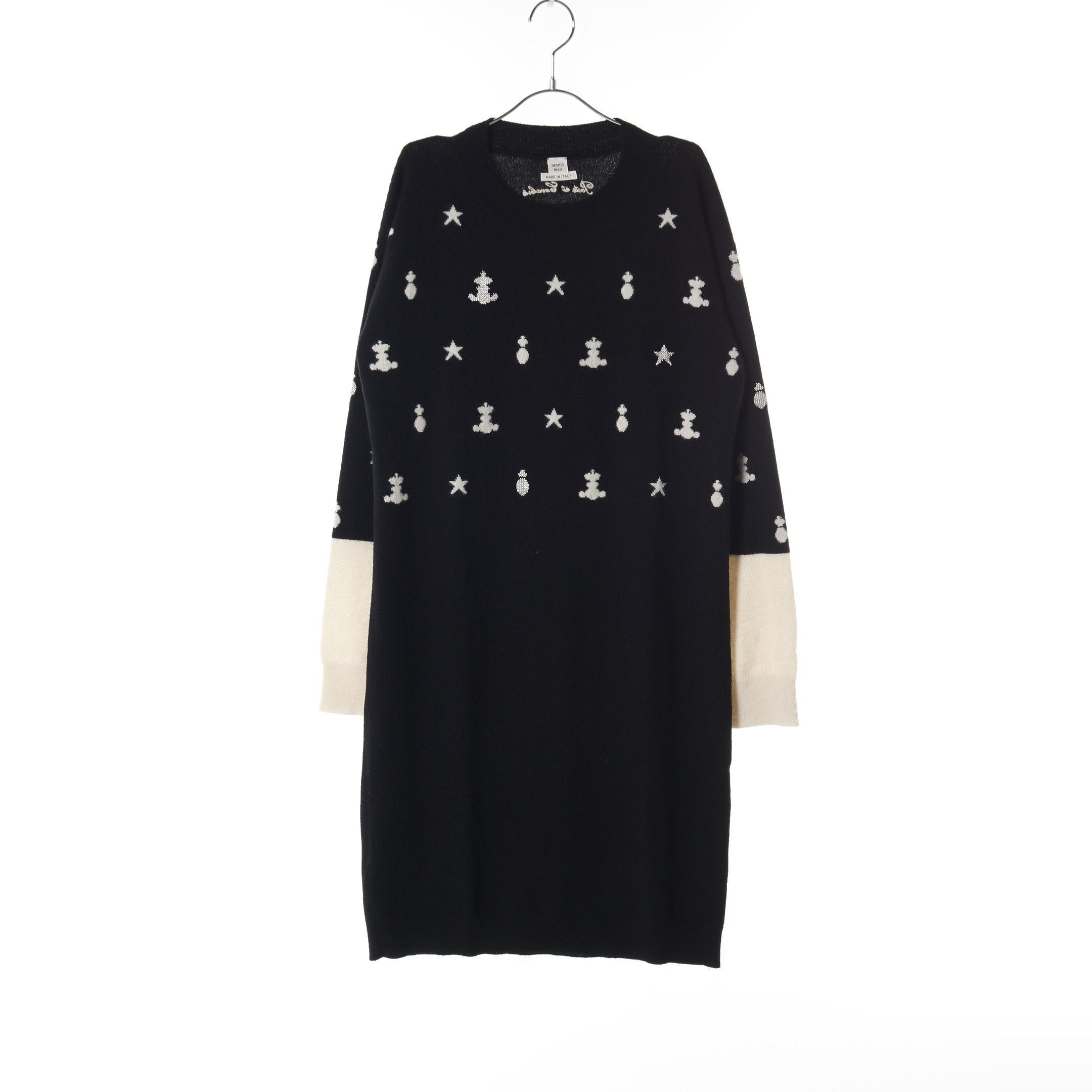 Hermes Hermes Poste Et Cavalerie One Piece Cashmere Black Off White Size ONE SIZE - 1 Thumbnail