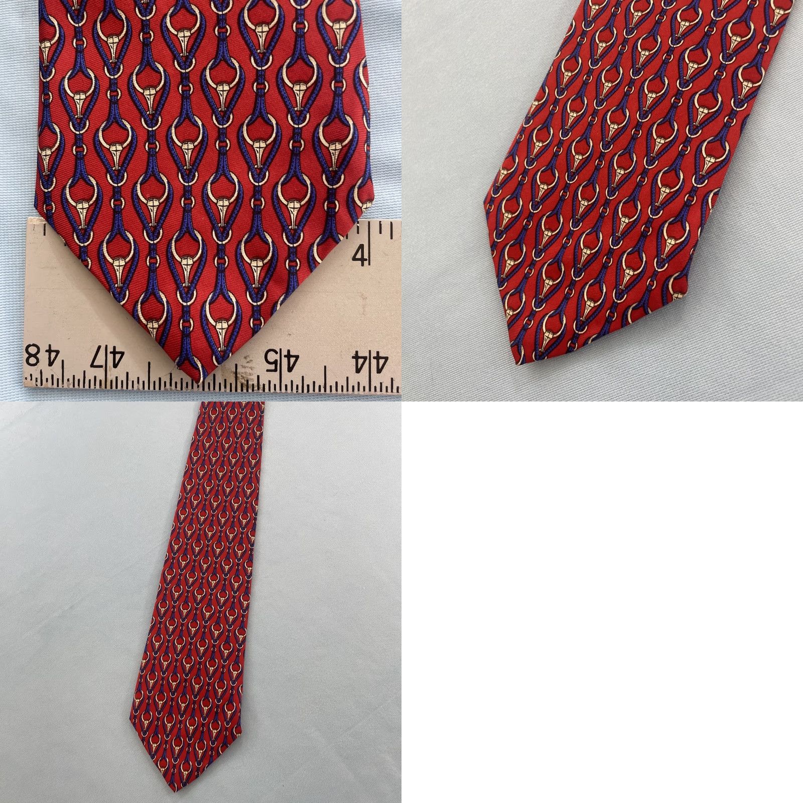 Brooks Brothers Vtg Brooks Brothers Makers Silk Tie Art Deco Chain Longhorns Bulls Red USA 4x58 Size ONE SIZE - 11 Thumbnail