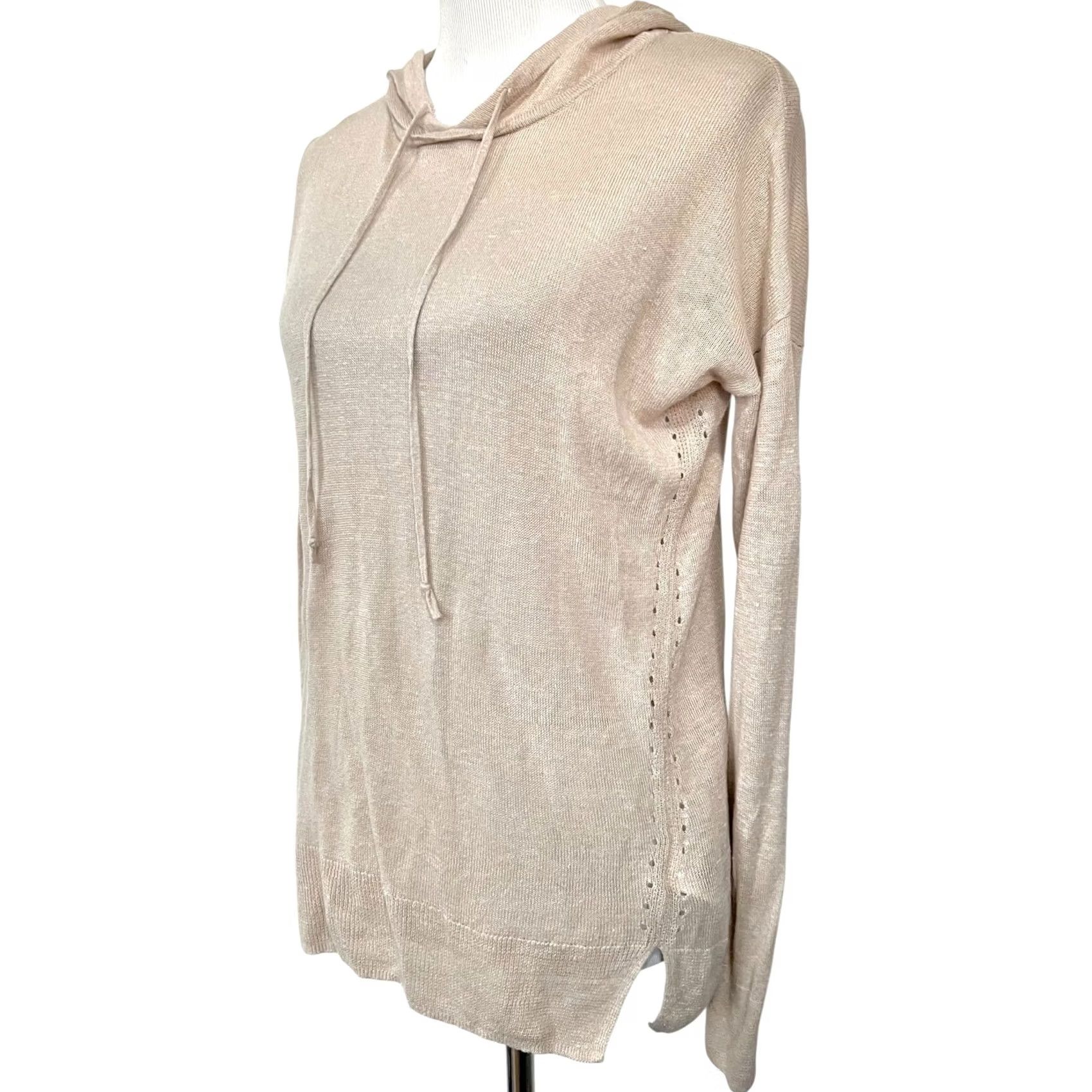 Vintage VINTAGE Tahari Hooded Sweater Womens S Beige Long Sleeve 100% Linen Pullover Hoodie S Beige Pullover Hoodie Women’s Size S / US 4 / IT 40 - 2 Thumbnail