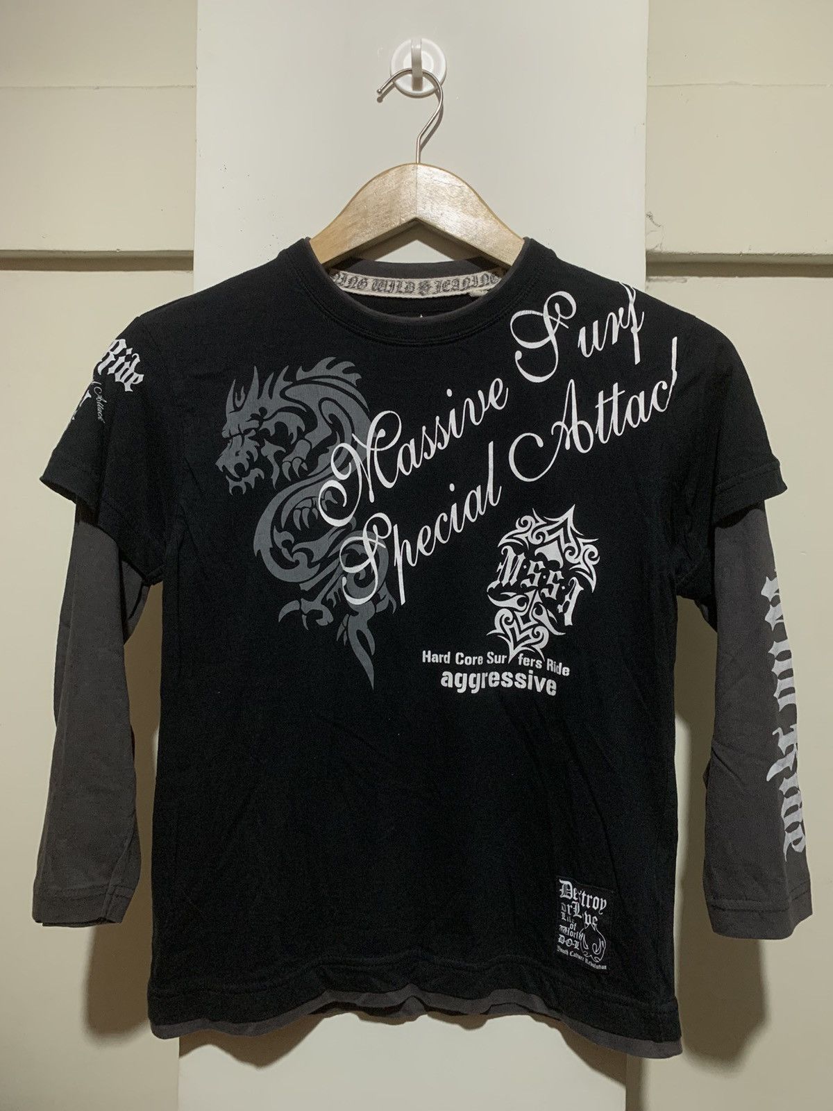Japanese Brand Japanese Wild Ride Surf Style Double Layer Tee Shirt Size US S / EU 44-46 / 1 - 1 Thumbnail