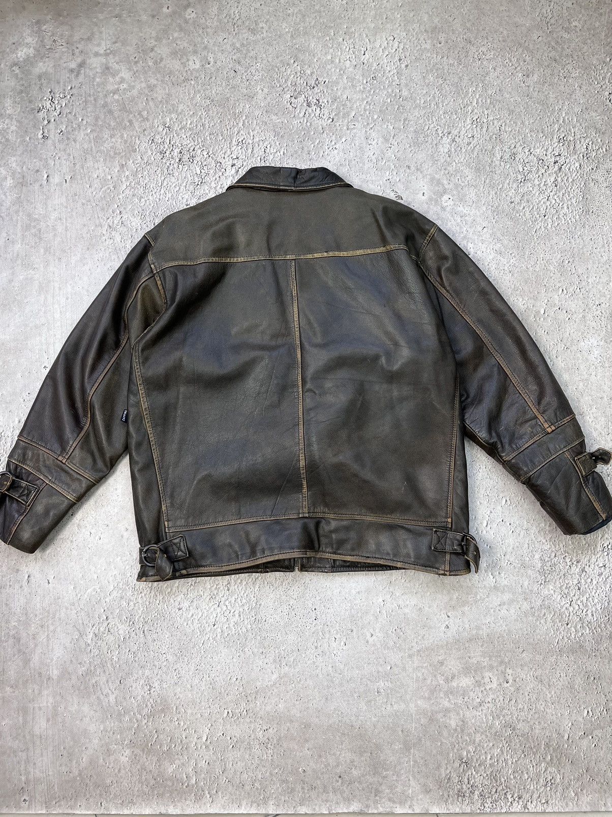 Vintage Vintage Brown avant garde genuine leather bomber jacket Size US M / EU 48-50 / 2 - 11 Thumbnail