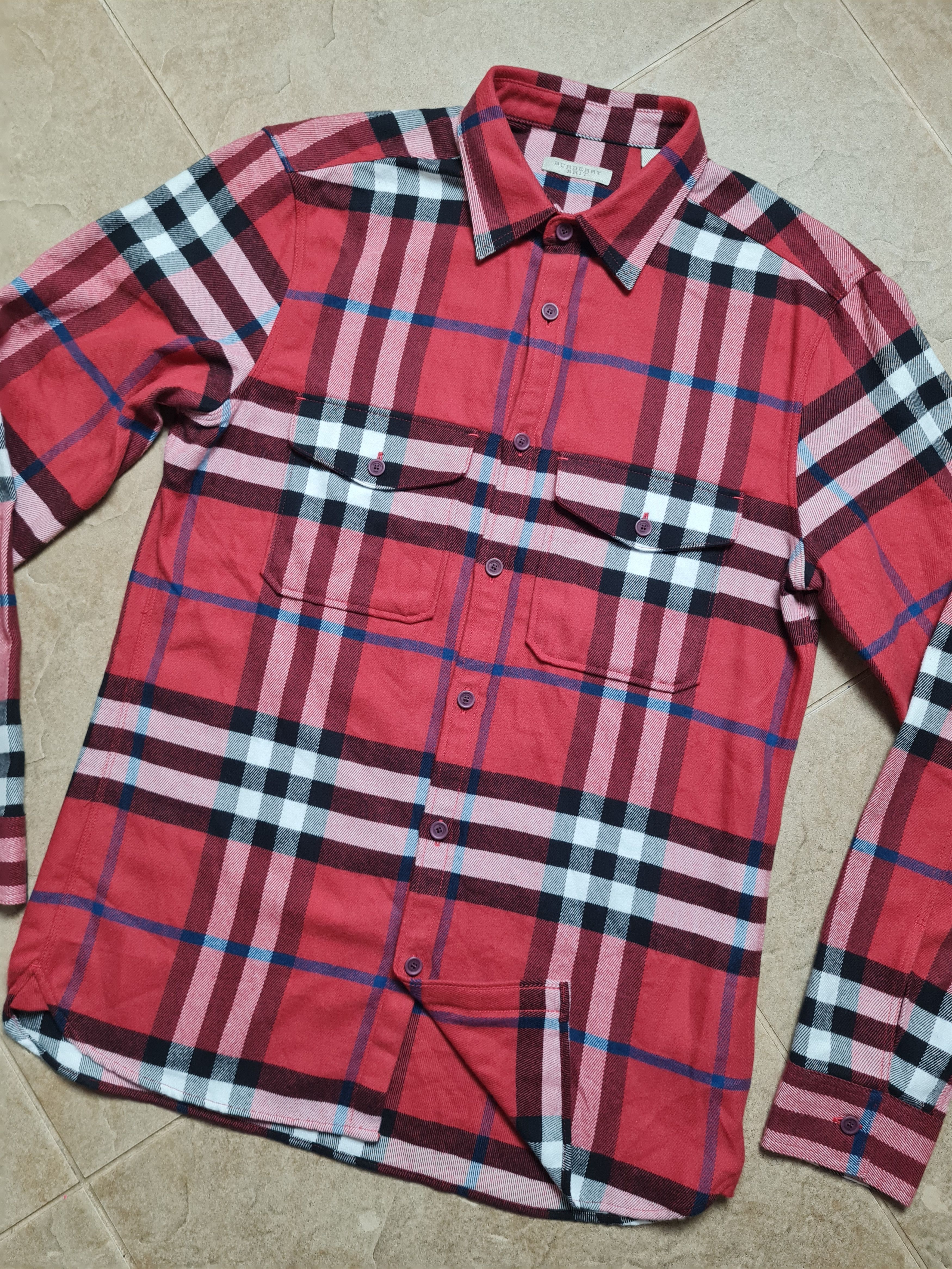 Burberry Burberry Nova Check Flannel Shirt Red Plaid Mens Button Up Size US M / EU 48-50 / 2 - 6 Thumbnail