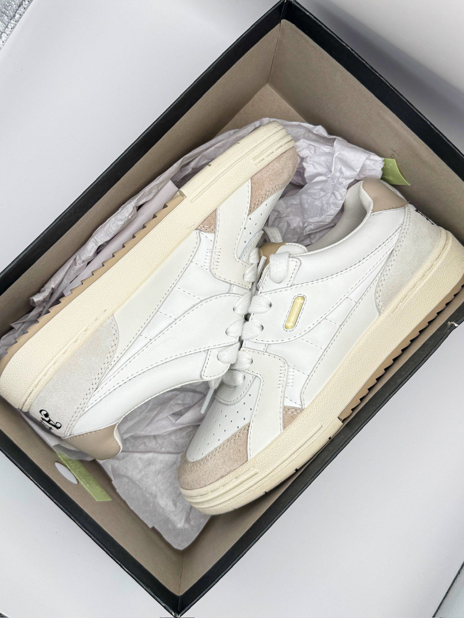 Palm Angels Palm Angels University White Beige Luxury Sneakers Size US 6 / IT 36 - 16 Thumbnail