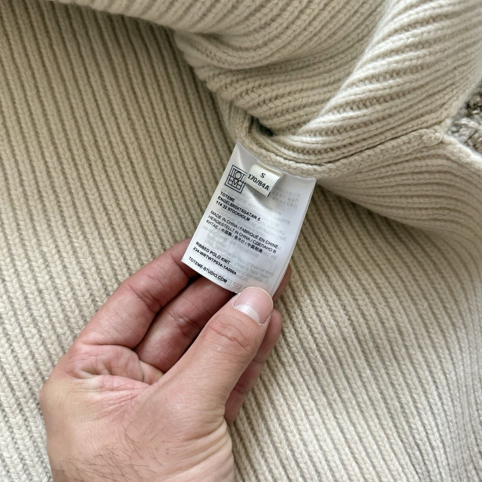 Toteme $800 Toteme Ribbed Polo Knit Sweater Heavyweight Cream White Size S / US 4 / IT 40 - 8 Thumbnail