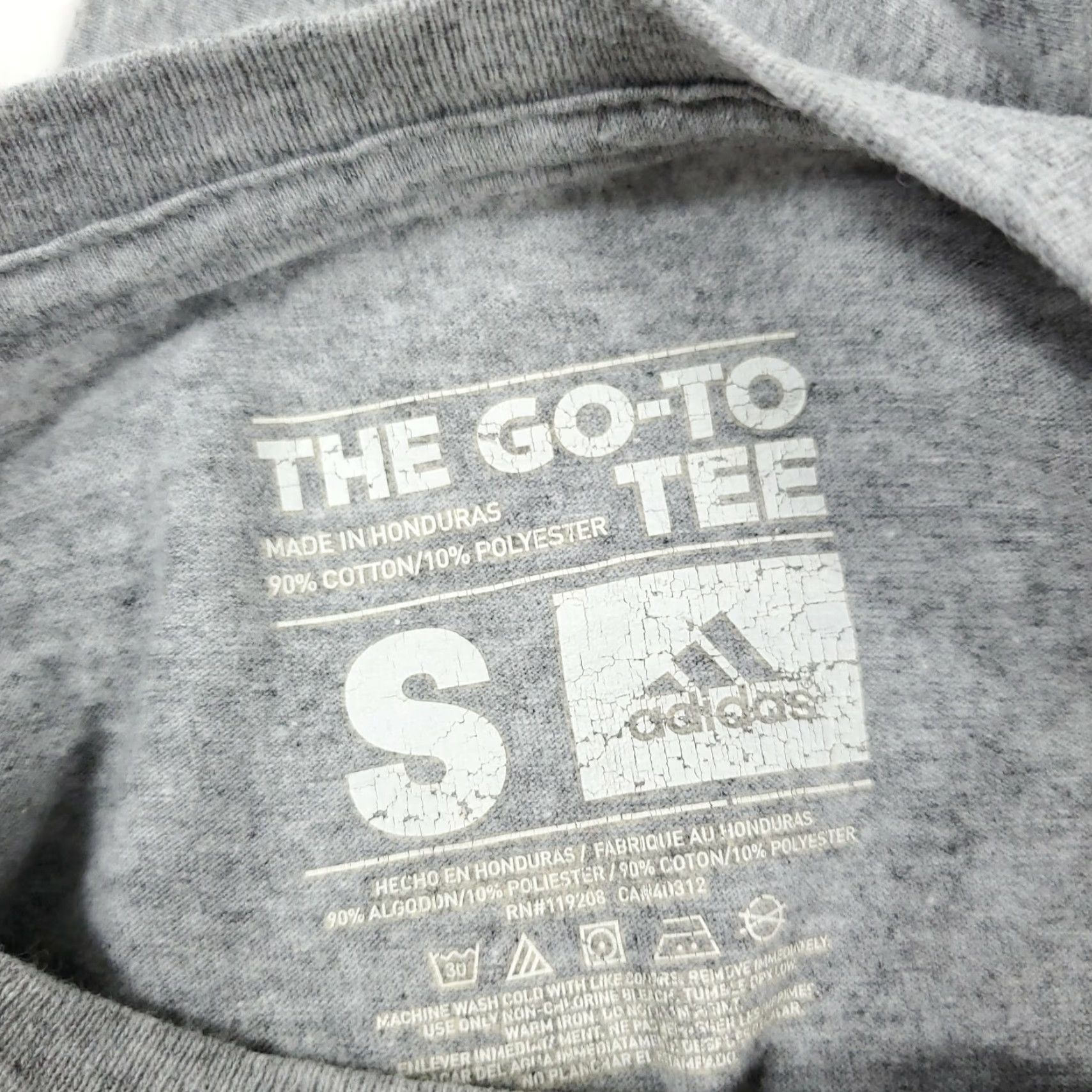 Adidas Adidas T-Shirt Mens Small Gray Earn Your Stripes Short Sleeve STAINED Size US S / EU 44-46 / 1 - 8 Thumbnail