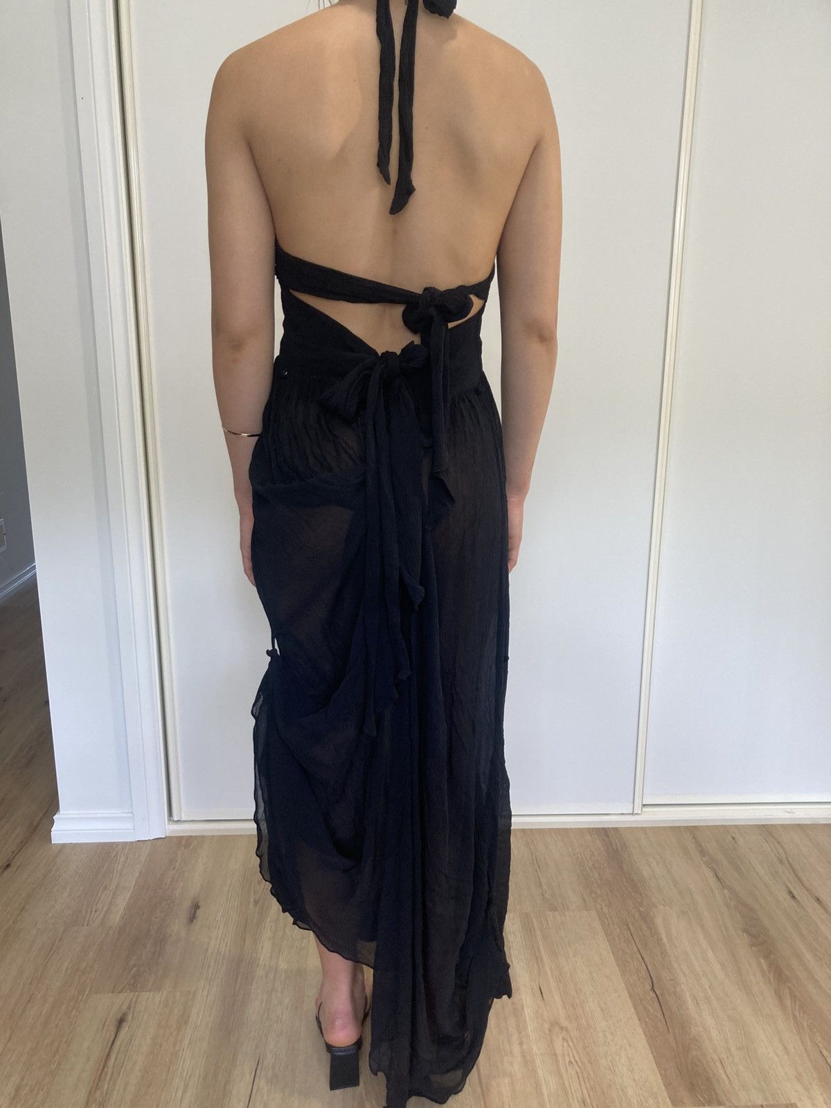 Vintage Sass & Bide Vintage Sheer Black Crepe Dress Size S / US 4 / IT 40 - 4 Thumbnail
