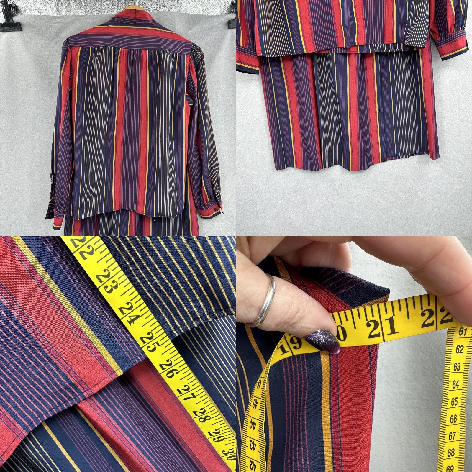 Vintage VINTAGE Intuitions Skirt (Women) Blouse Set M Striped Blue 60s A-Line Knee Length Bohemian Festival Classic Read Men? No. Size M / US 6-8 / IT 42-44 - 8 Thumbnail