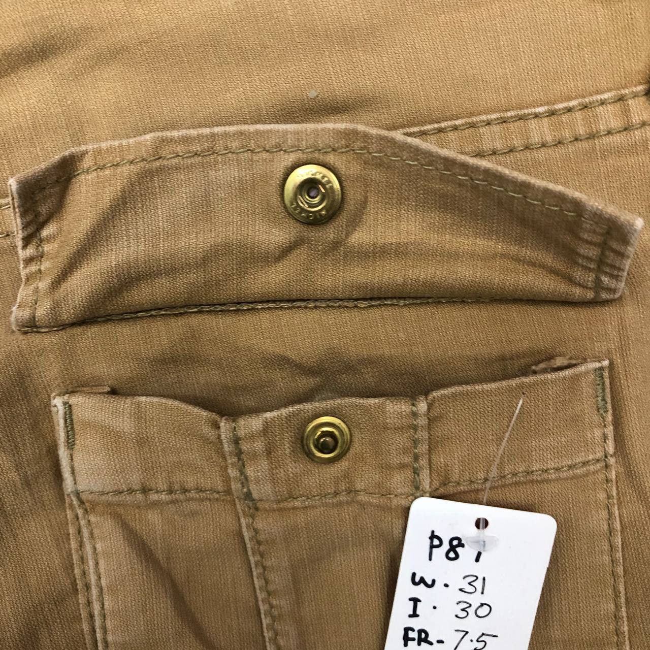 Japanese Brand P87 QUEEN'S LOW X WHITE LABEL FLARED CARGO PANTS Size US 31 - 7 Thumbnail