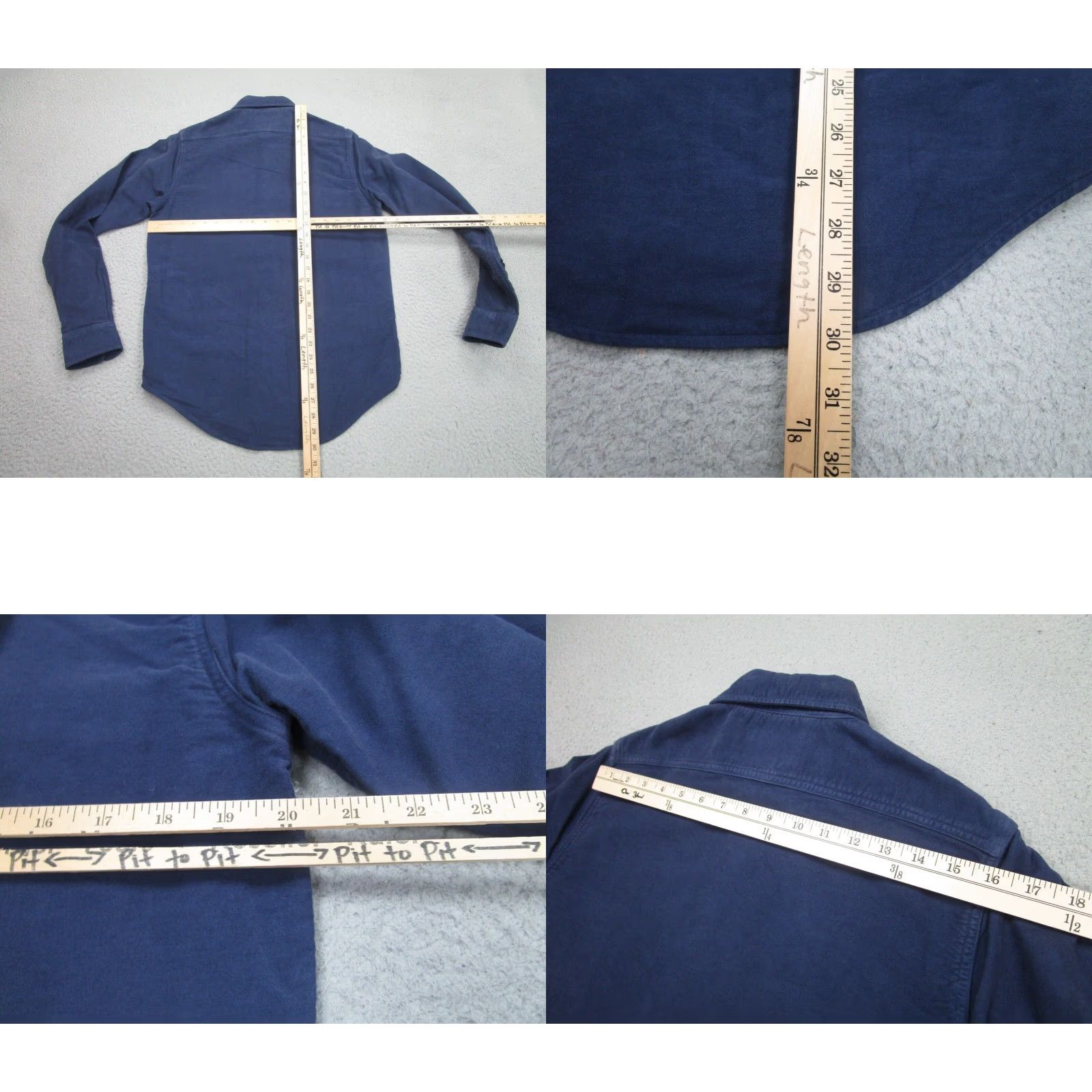 Adsum Adsum Mens Blue Heavy Flannel Shirt Small Long Sleeve Button Up Cotton Twill Size US S / EU 44-46 / 1 - 8 Thumbnail