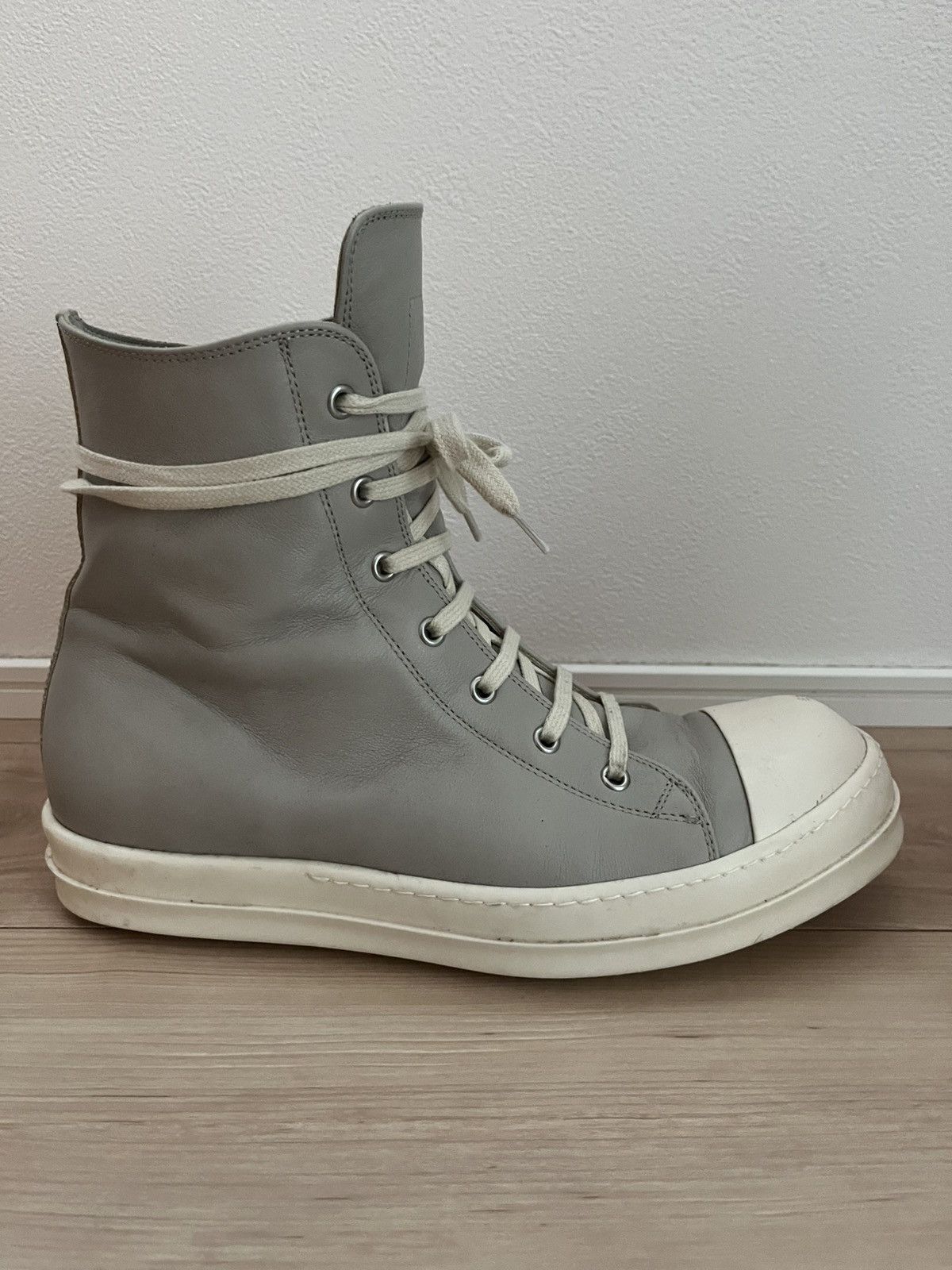 Rick Owens High-Top Leather Sneakers Pearl/Milk Size US 10 / EU 43 - 2 Thumbnail