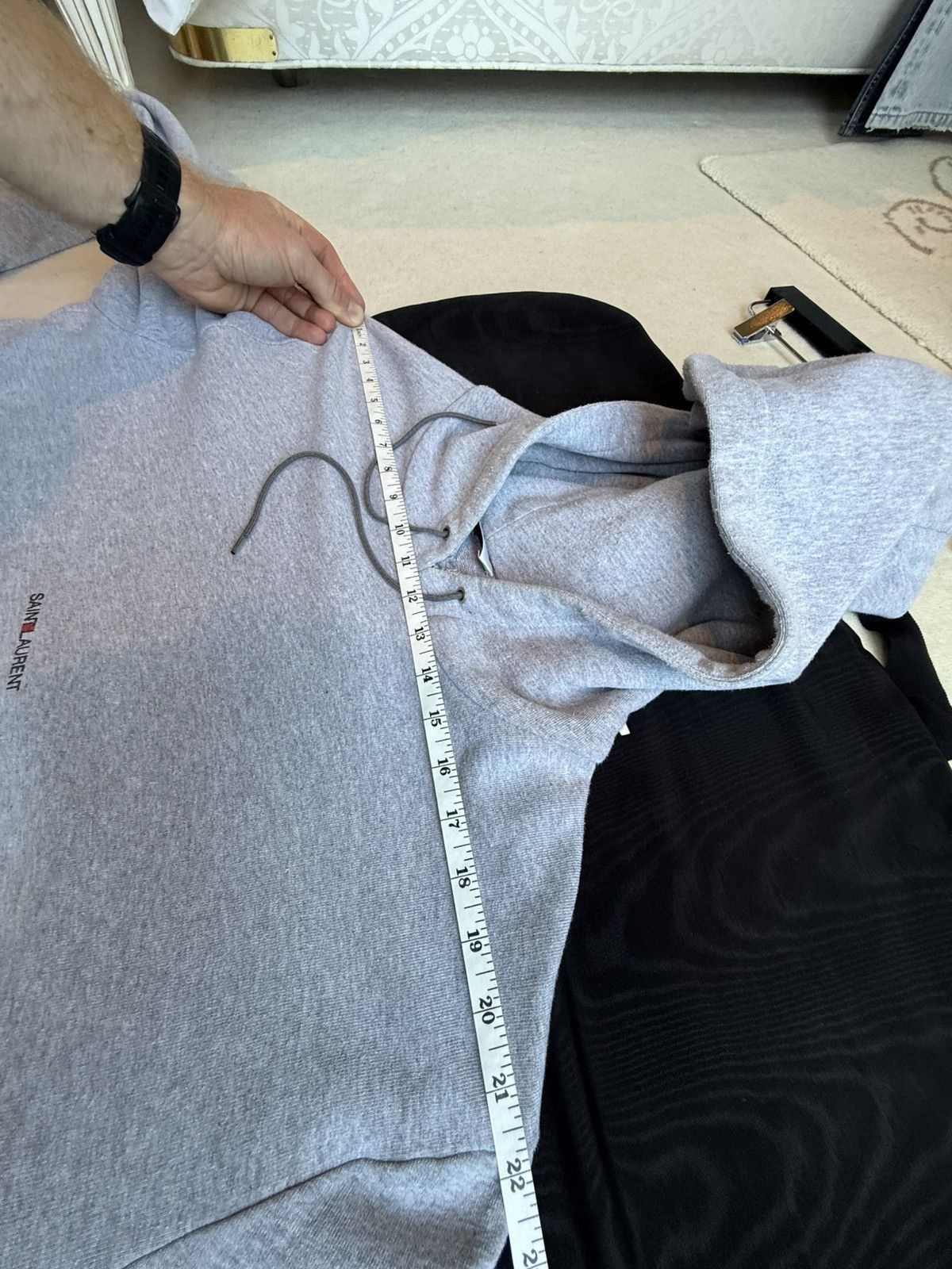 Saint Laurent Paris SS20 Saint Laurent Rive Gauche logo hoodie grey XXL Size US XXL / EU 58 / 5 - 4 Thumbnail