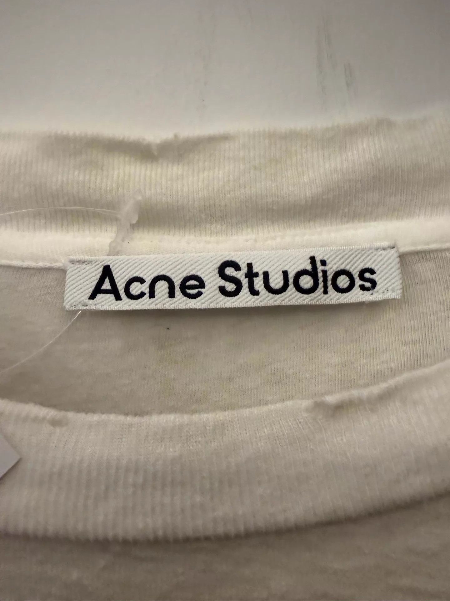 Acne Studios Acne SS23 1996 Distressed Logo Crew LS White Tee L Size L / US 10 / IT 46 - 3 Thumbnail