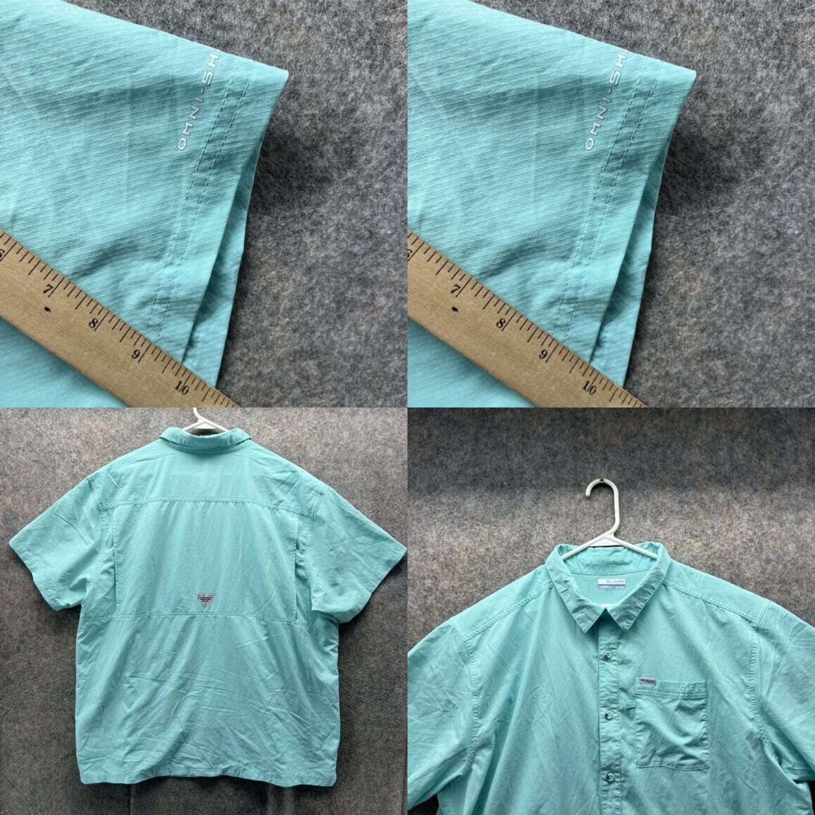 Vintage Columbia Shirt Men 2XL Mint Blue Button-Down Short Sleeve Vintage All Seasons Casual Preppy PFG Vacation Size US XXL / EU 58 / 5 - 8 Thumbnail