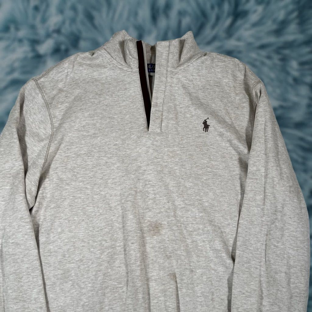 Ralph Lauren VINTAGE Polo Ralph Lauren Long Sleeve Luxury Jersey Quarter Zip Sweater L Beige Mens 29" 22" Pit to Pit Size US L / EU 52-54 / 3 - 1 Thumbnail