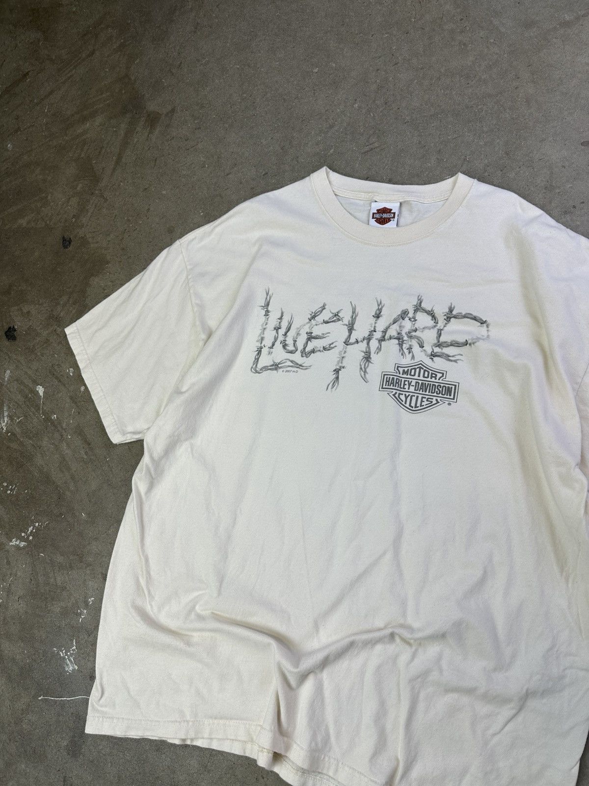 Harley Davidson × Vintage Vintage Harley Davidson Live Hard Tee XXL Cream Size US XXL / EU 58 / 5 - 2 Thumbnail