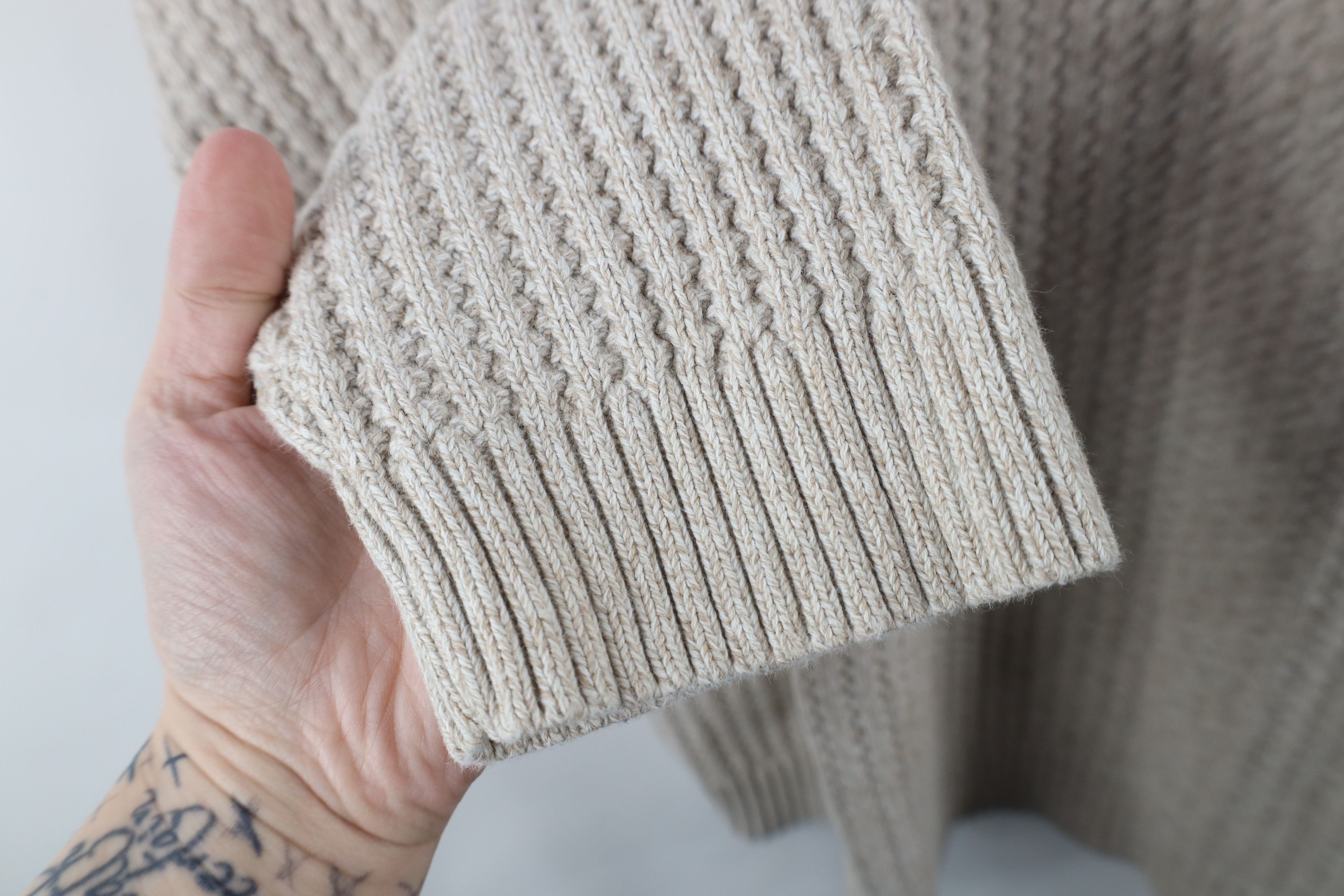 Vintage Eddie Bauer Chunky Cotton Ribbed Knit Sweater Beige