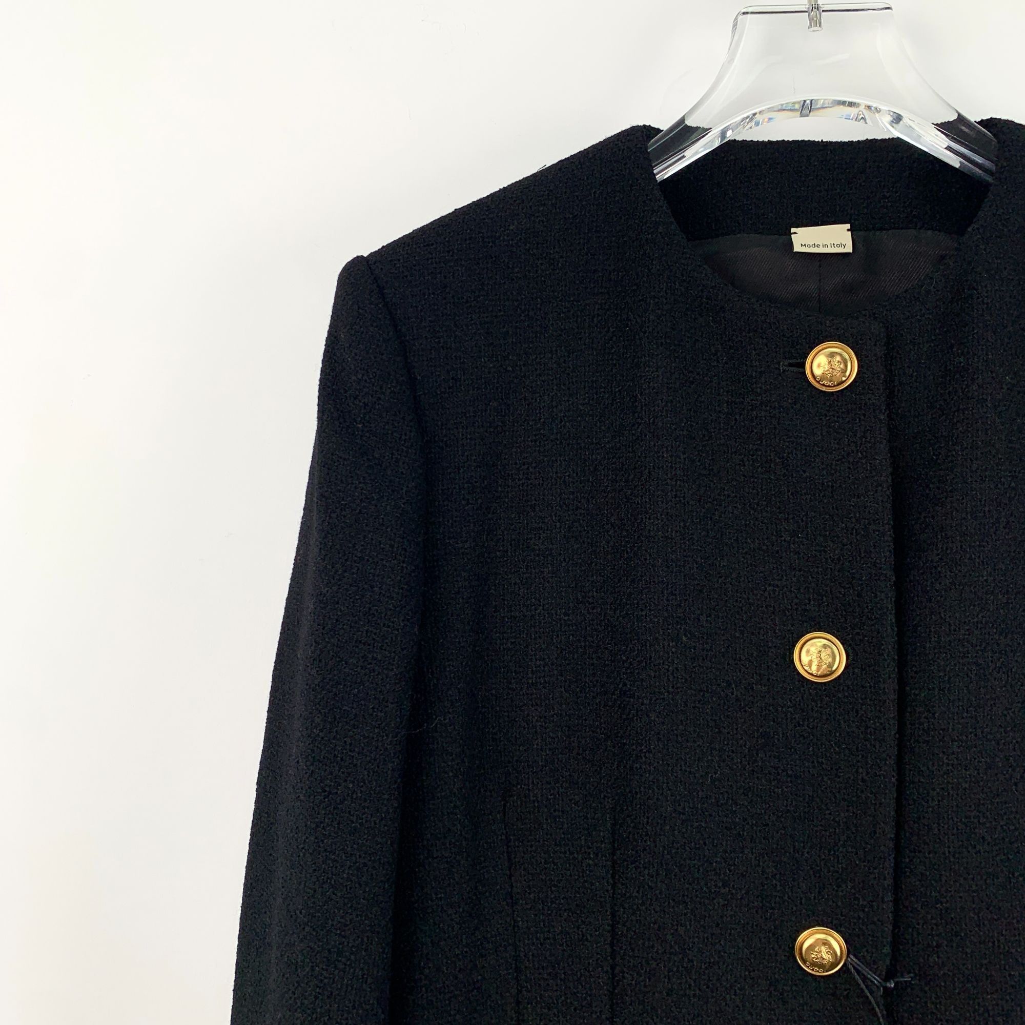Gucci Gucci Black Wool Blend Longline Blazer With Gold Buttons & P Size S / US 4 / IT 40 - 4 Thumbnail