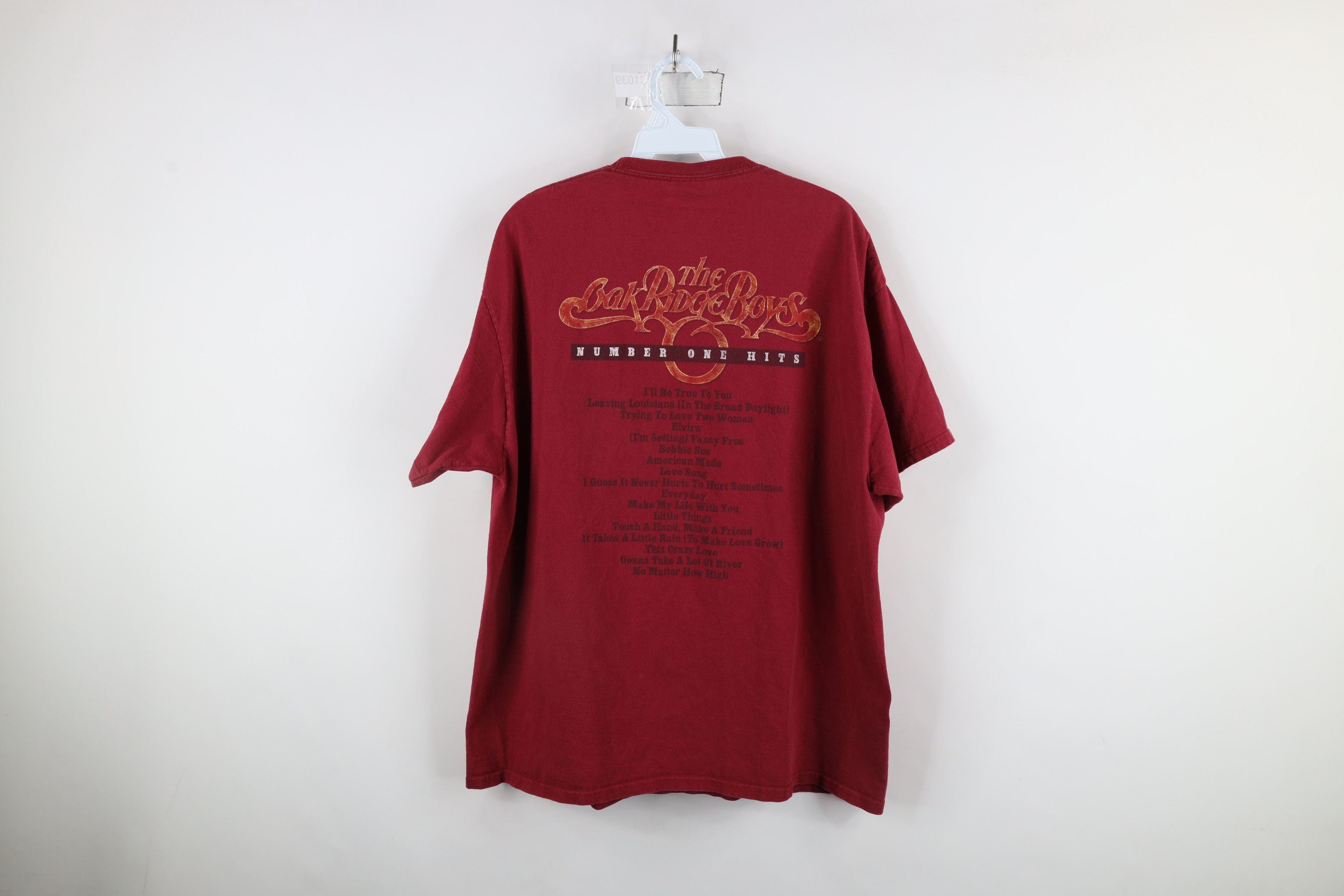 Vintage Vintage Ridge Boys Number One Hits Band T-Shirt Red Cotton Size US XL / EU 56 / 4 - 10 Thumbnail