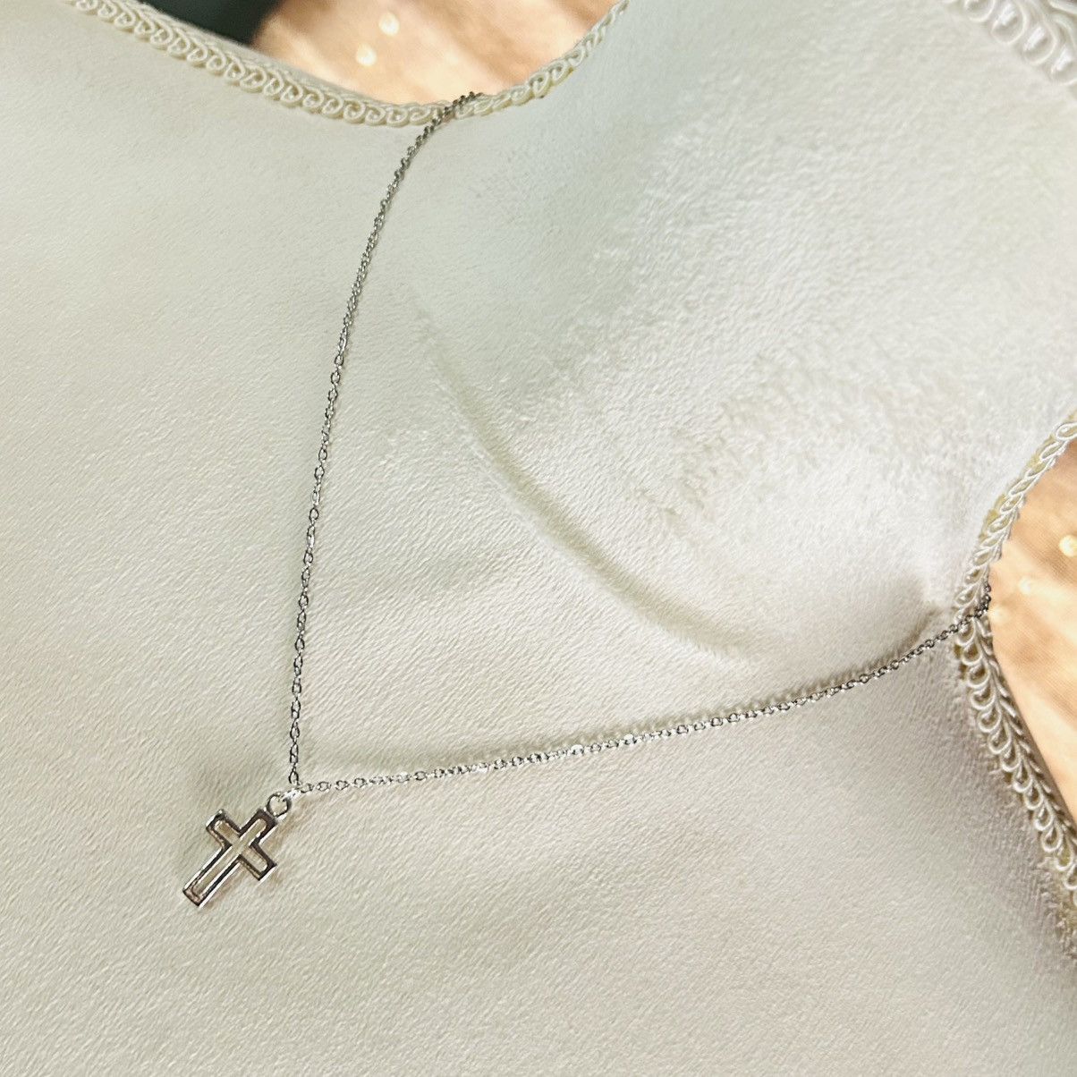 Handmade Handcrafted salvaged vintage open frame cross necklace Size ONE SIZE - 1 Thumbnail