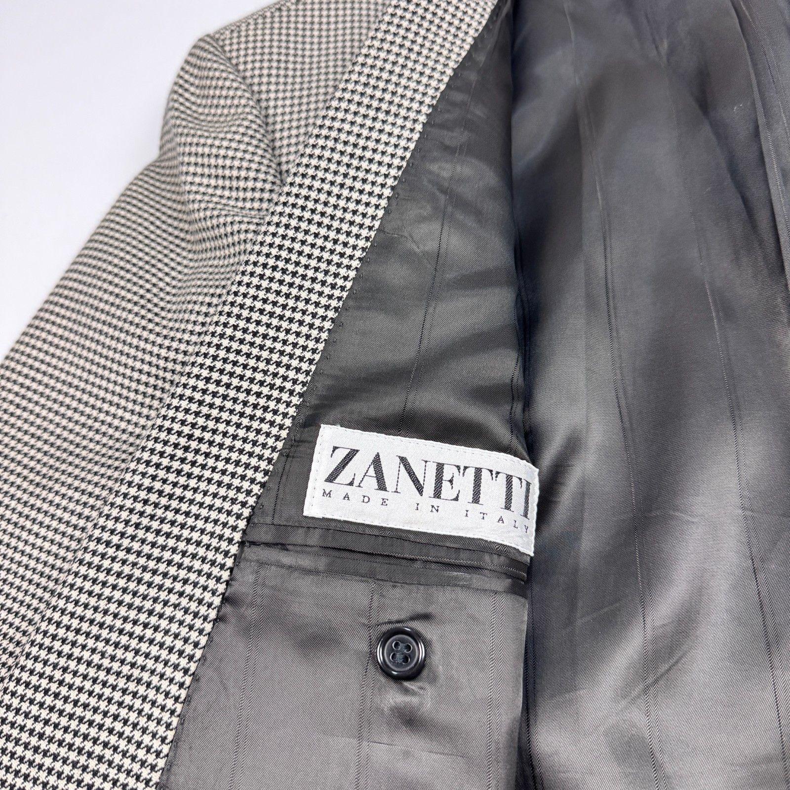 Zanetti Zanetti Italy DB Blazer 52R Silk Wool Houndstooth Sport Size 50R - 4 Thumbnail