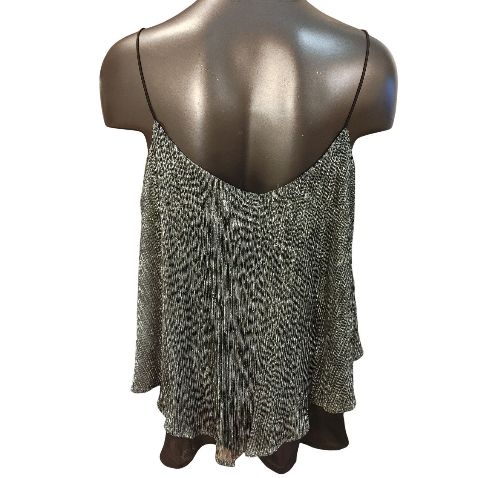 Other Paper Crane Womens L Silver Metallic Layered Sleeveless Tank Size L / US 10 / IT 46 - 2 Thumbnail
