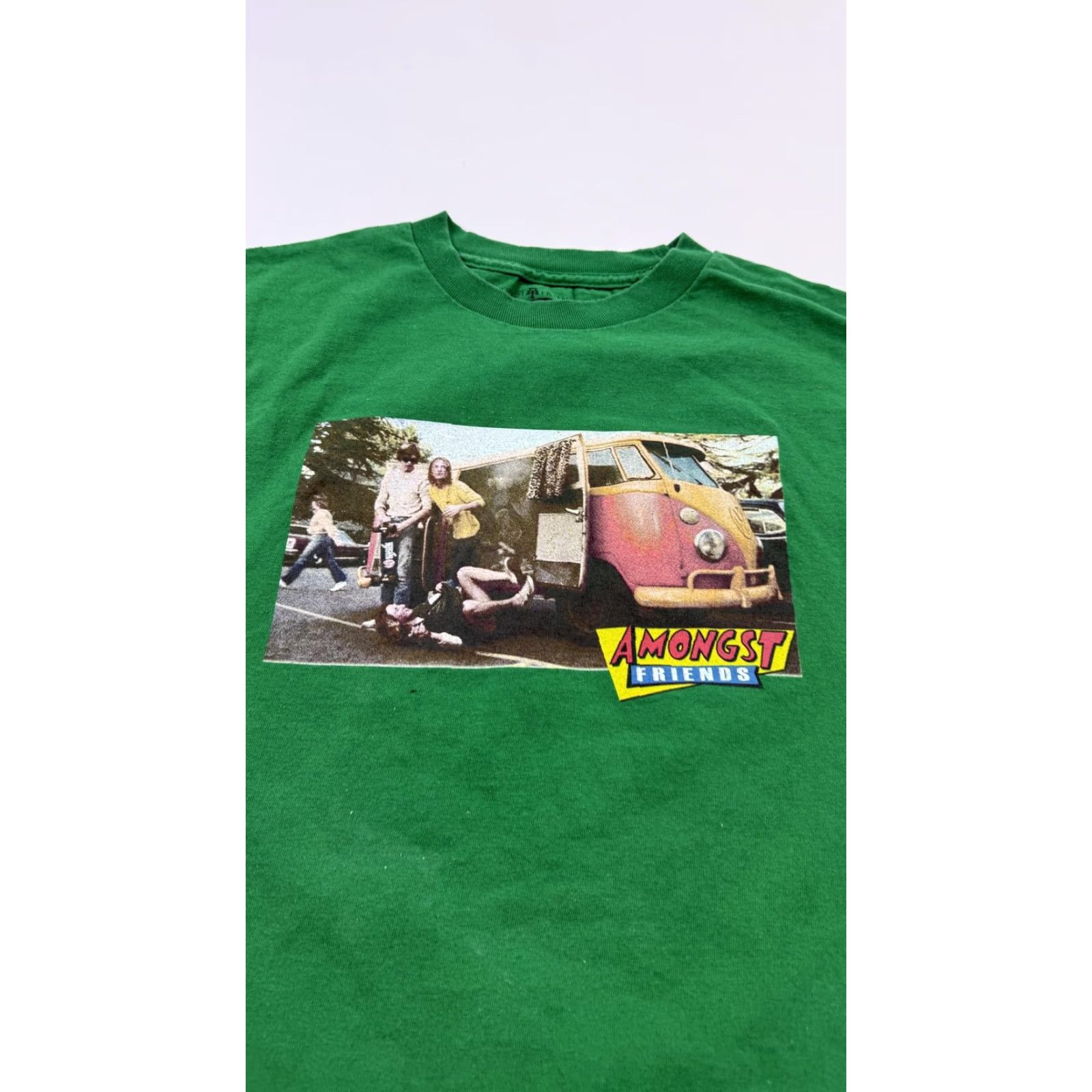 Vintage Amongst Friends Shirt Mens Medium Green Graphic Print Streetwear VW Bus Size US M / EU 48-50 / 2 - 2 Thumbnail