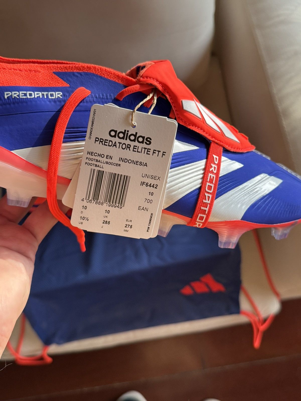 Adidas Adidas Predator 24 FG Elite Tongue Lucid Blue Solar Red Size US 10.5 / EU 43-44 - 15 Thumbnail