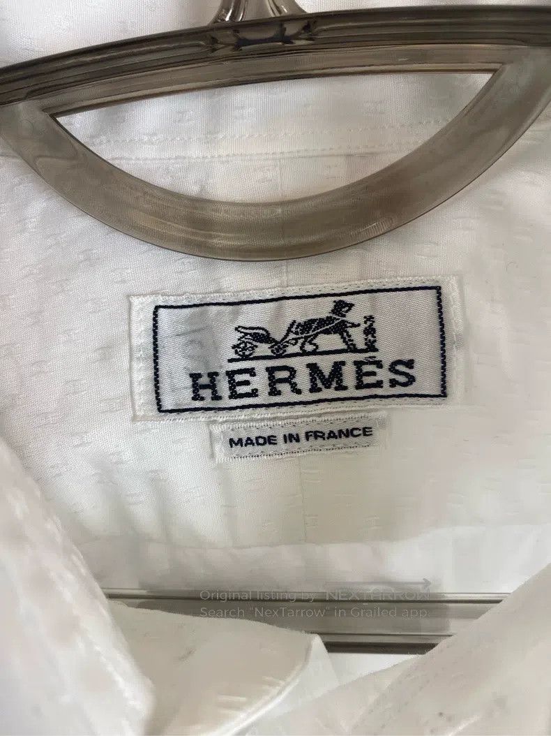 Hermes Hermes size 39 Pure White Cotton Dark Pattern Logo Long Sle Size US M / EU 48-50 / 2 - 3 Thumbnail