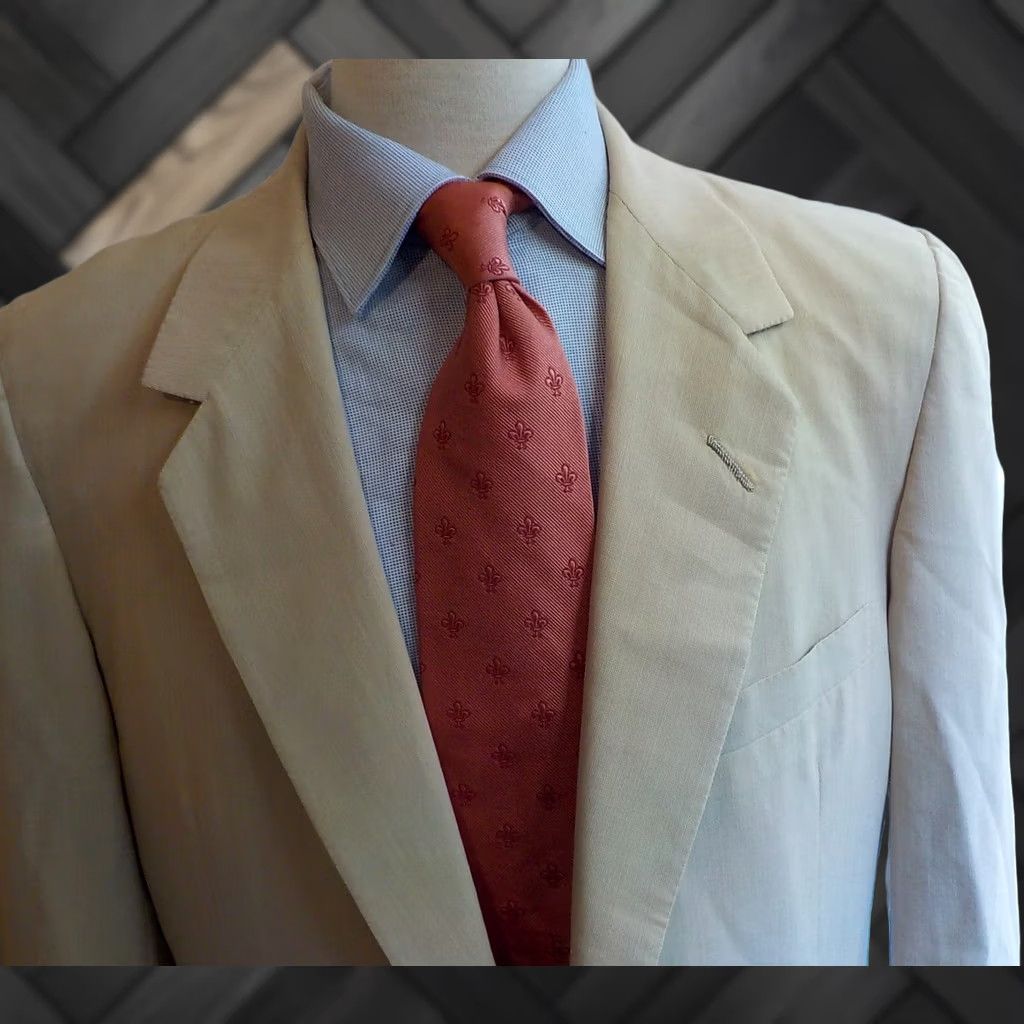 Vintage VINTAGE Oxxford Clothes Two-Button Beige Sport Coat Jacket Men 42R, Regular, Neiman Marcus, Notch Lapel, Fully Lined Speical Size US XS / EU 42 / 0 - 1 Thumbnail