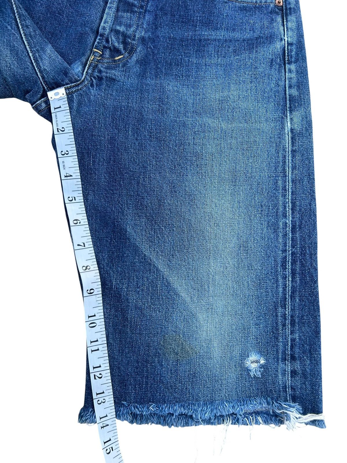Kapital Vintage Levis Big E Selvedge Short Distressed Denim jeans Size US 33 - 17 Thumbnail