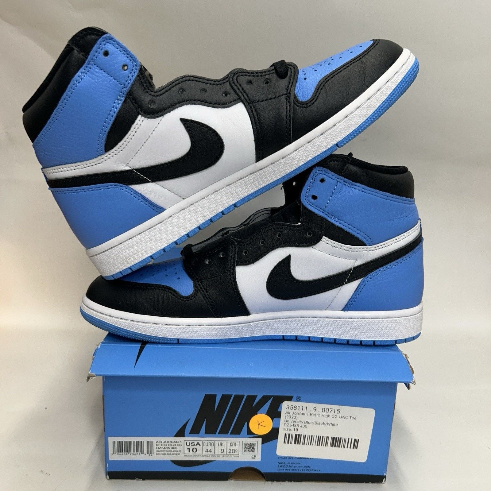 Jordan Brand Nike Air Jordan 1 Retro High OG “UNC Toe/Blue Black White” Size US 10 / EU 43 - 3 Thumbnail