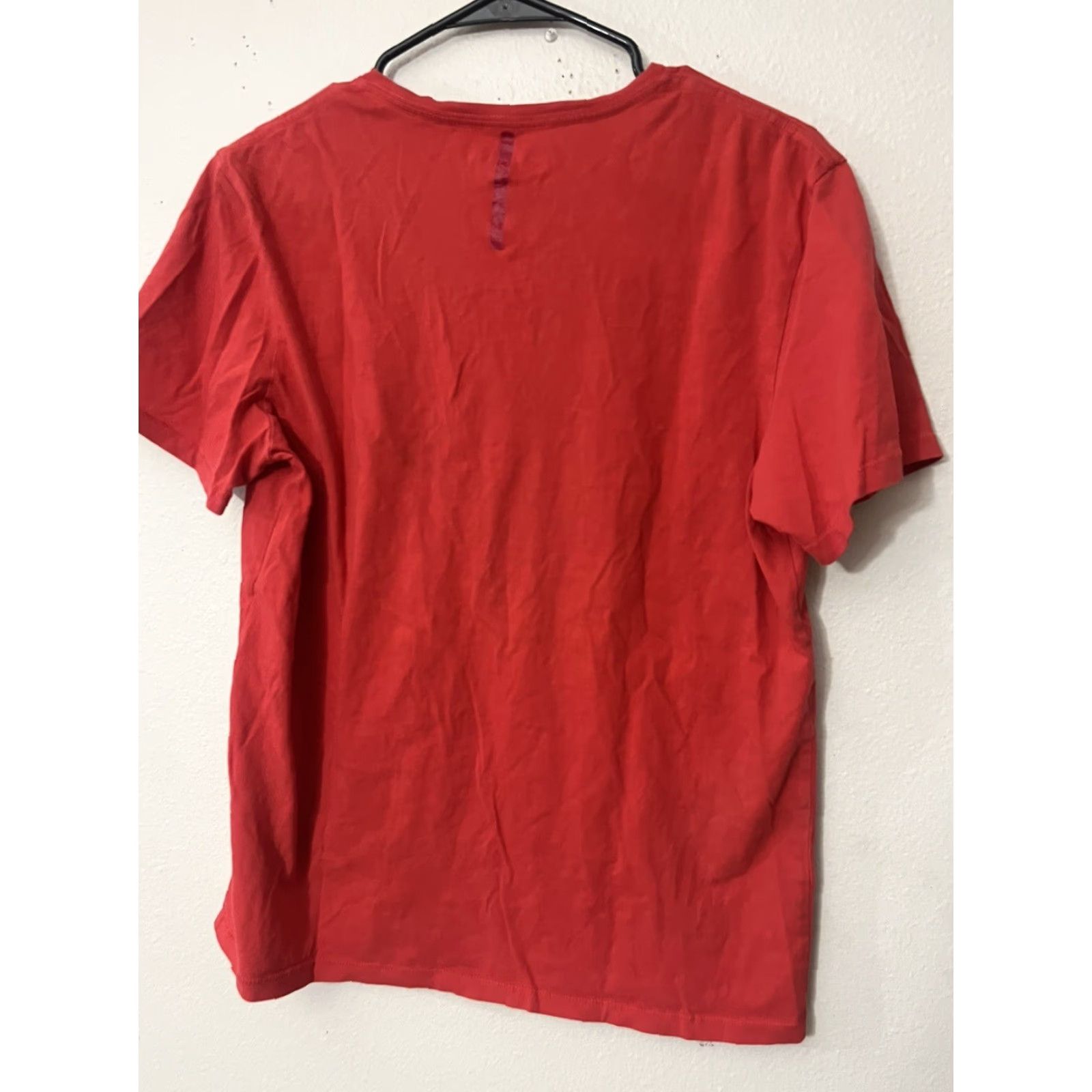 Vintage CALVIN KLEIN JEANS Women Red Striped Henley T-Shirt Medium Short Sleeve Size 32" / US 10 / IT 46 - 5 Thumbnail