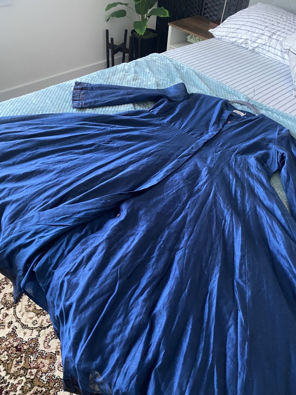 Other Fabindia XL Maxi Cotton Silk Button Front printedBlue Dress Size XL / US 12-14 / IT 48-50 - 6 Thumbnail