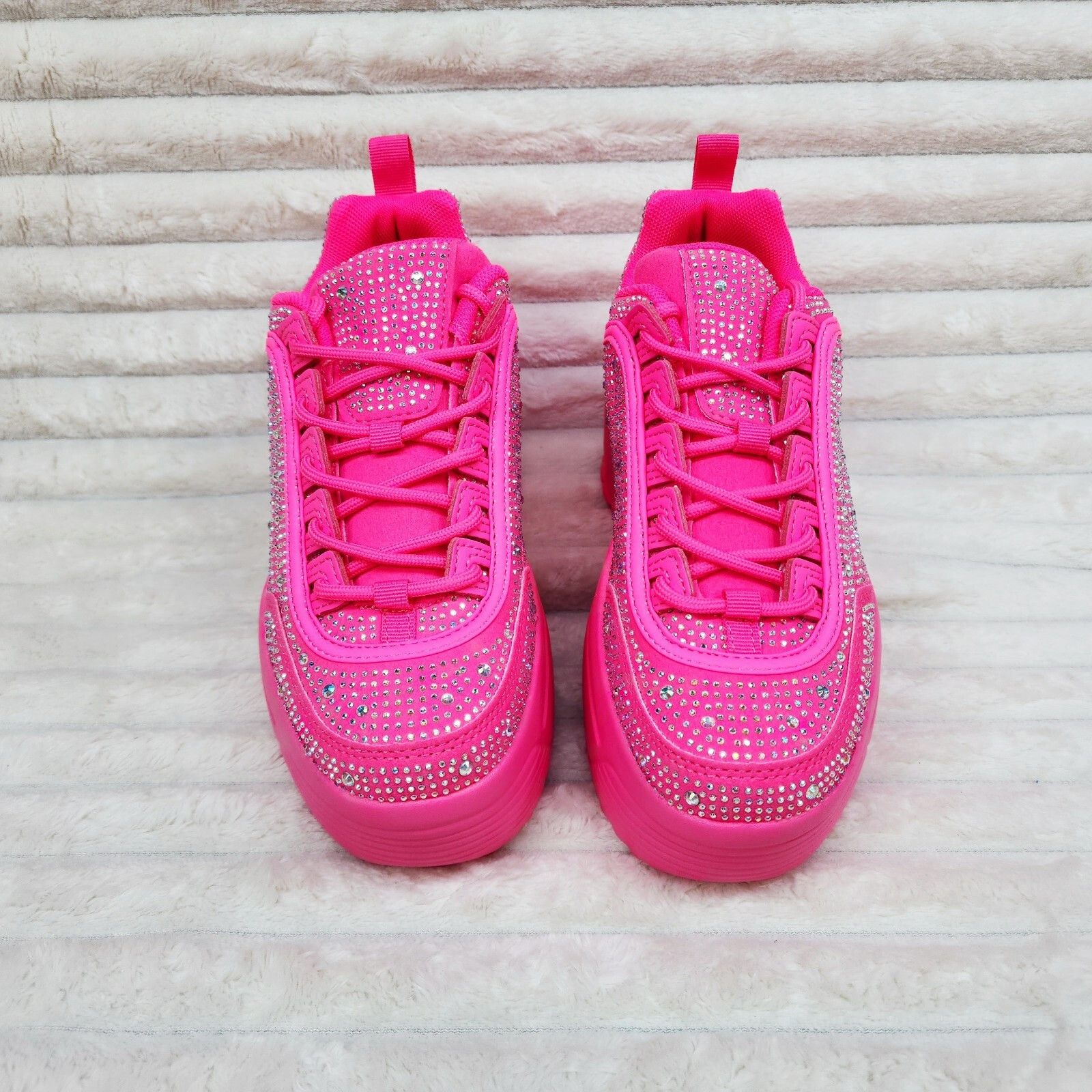 Other Ultra Cush Hot Pink Rhinestone Platform Sneakers (US Shoe Si Size US 11 / IT 41 - 6 Thumbnail