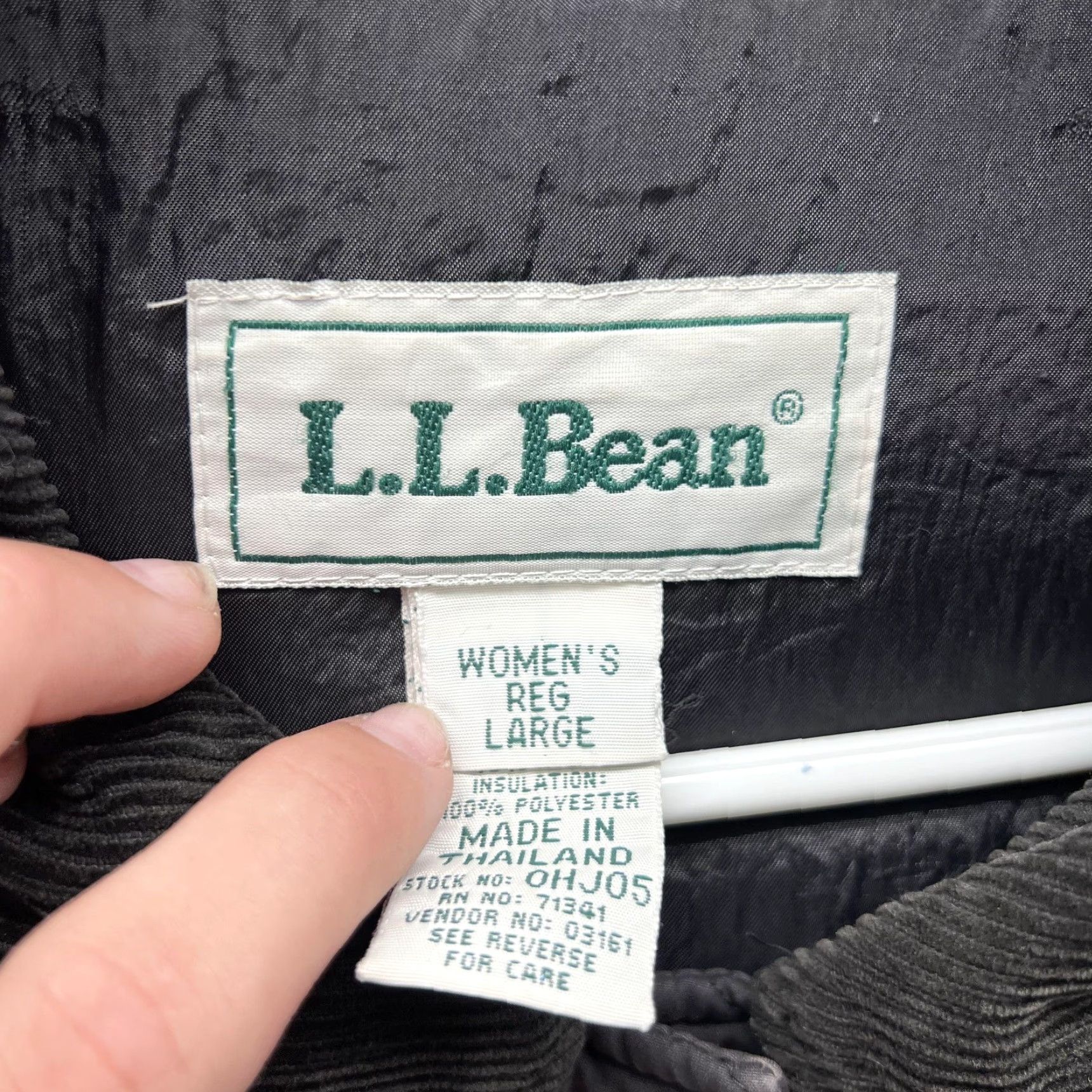 Vintage LL Bean Jacket Womens Large Gray Quilted Corduroy Collar Snap Insulated Coat Size L / US 10 / IT 46 - 4 Thumbnail
