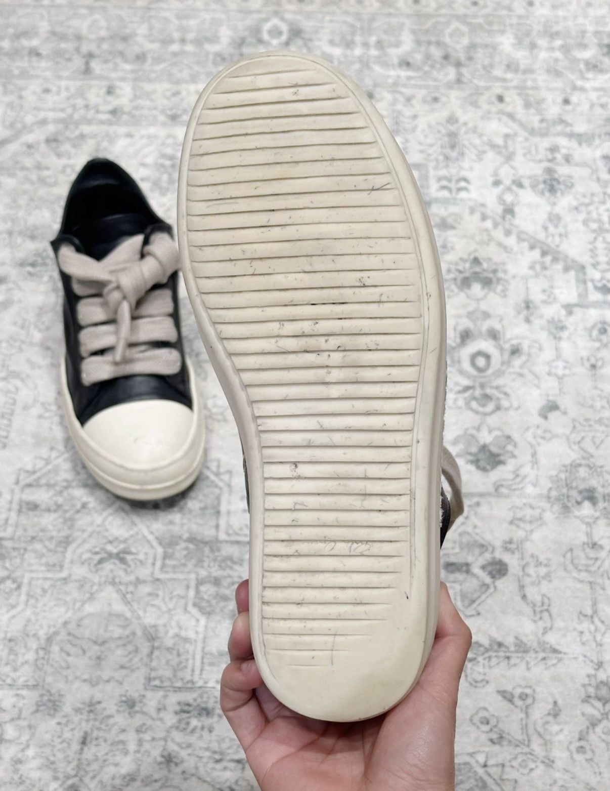 Rick Owens Rick Owens Leather Low-Top Sneakers with Thick Laces Size US 8.5 / EU 41-42 - 9 Thumbnail