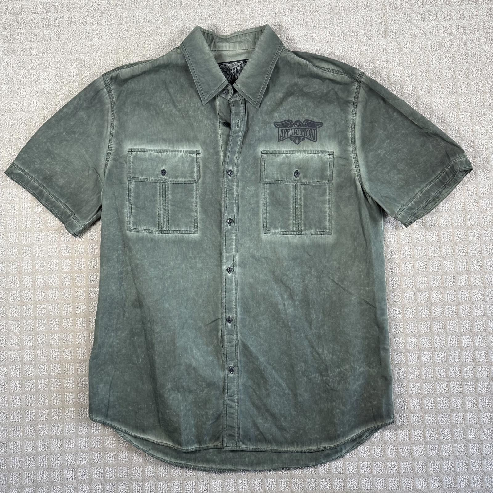Affliction Affliction Motor Spirit Button Up Shirt XL Green Size US XL / EU 56 / 4 - 2 Thumbnail