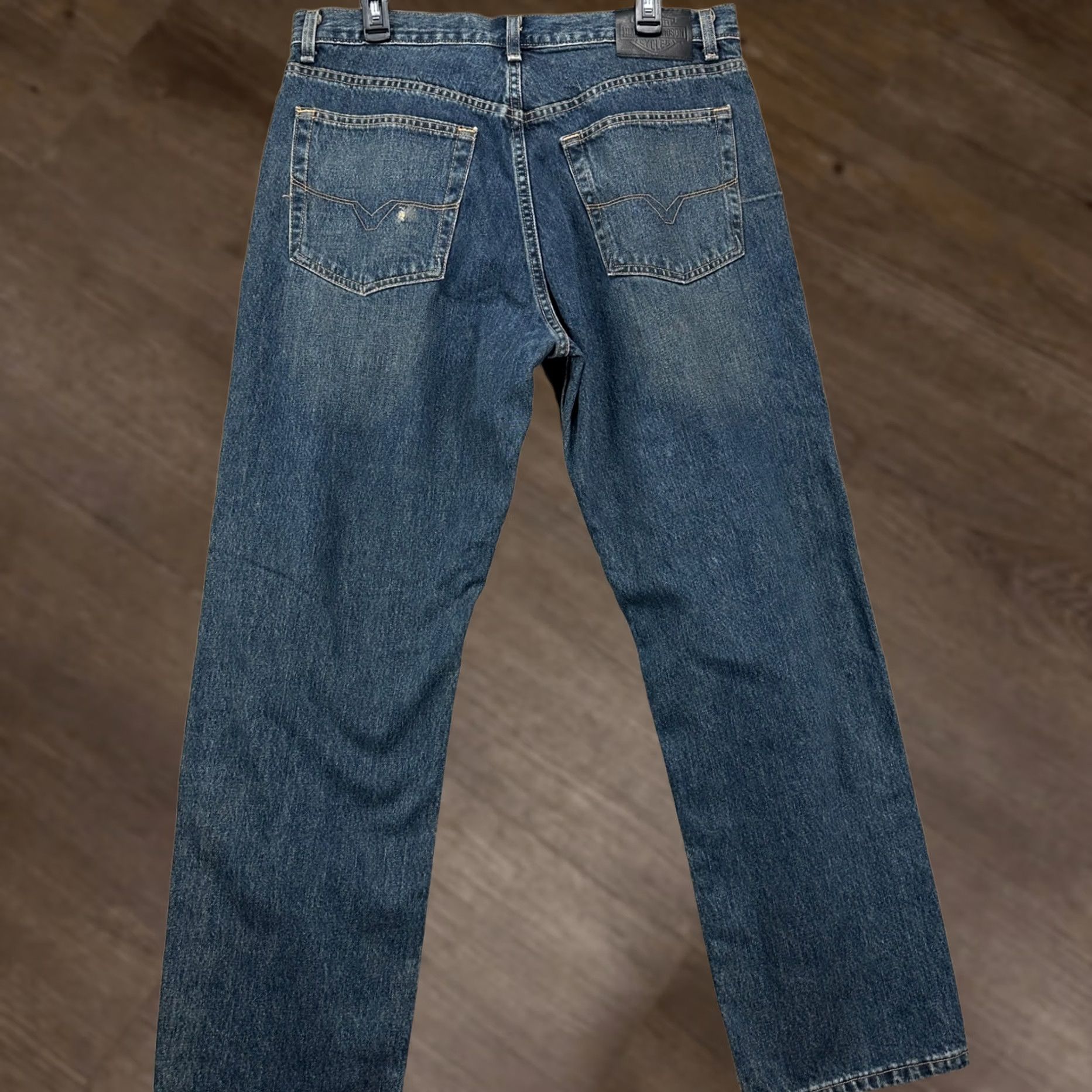 Harley Davidson Harley-Davidson Mens Straight Jeans 36X30 Blue Distressed Denim NEW Jeans Size US 36 / EU 52 - 1 Thumbnail