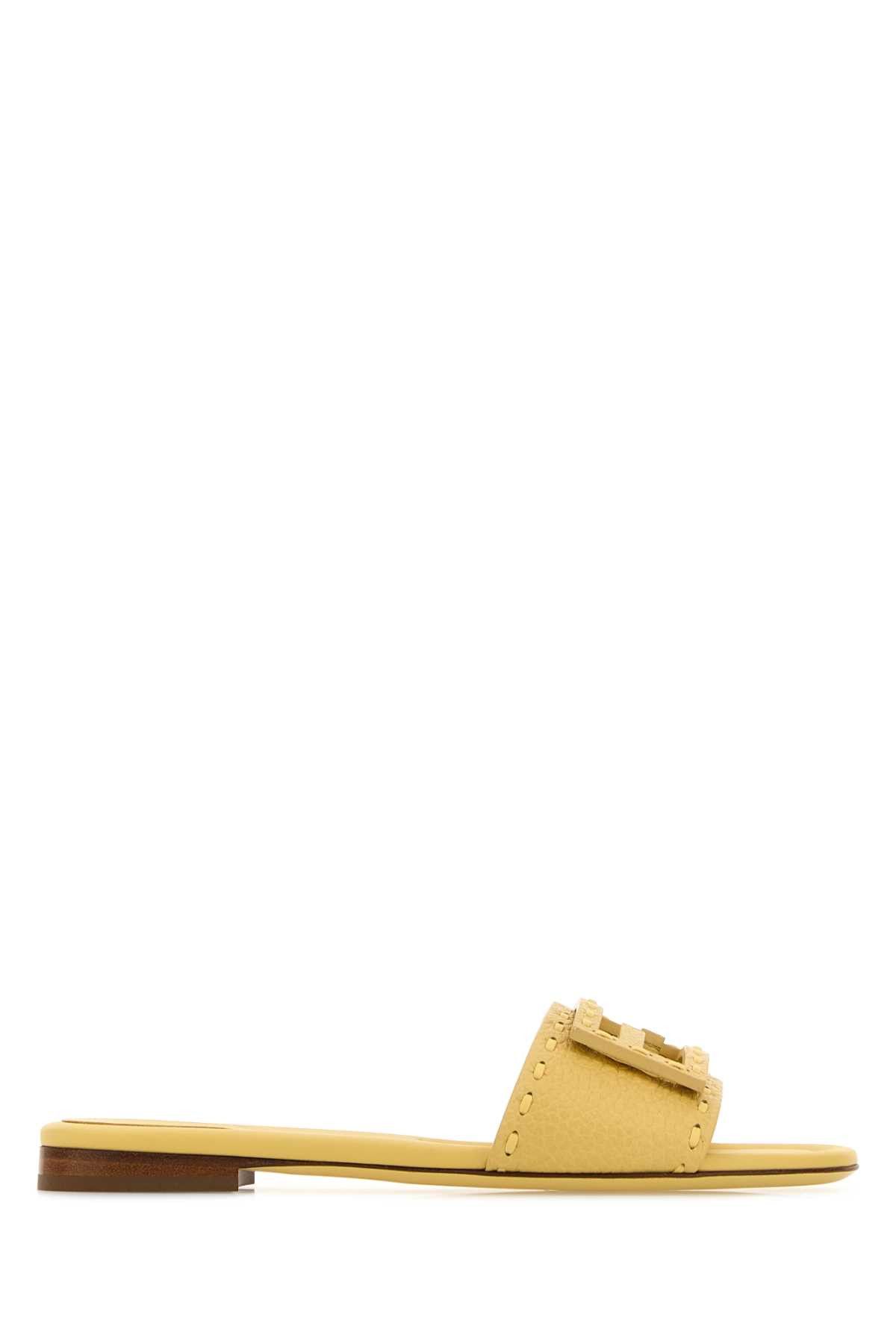 Fendi Yellow Leather Baguette Slippers Size US 11 / IT 41 - 1 Thumbnail