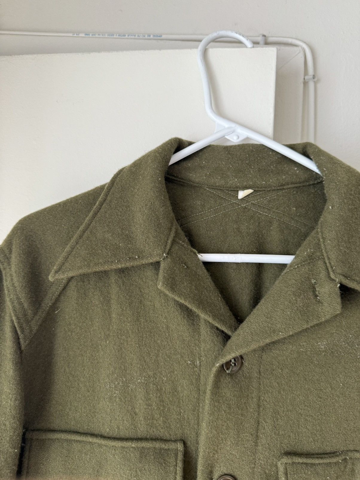 Vintage Vintage Military Wool Button Up Shirt Olive Green Size US M / EU 48-50 / 2 - 2 Thumbnail